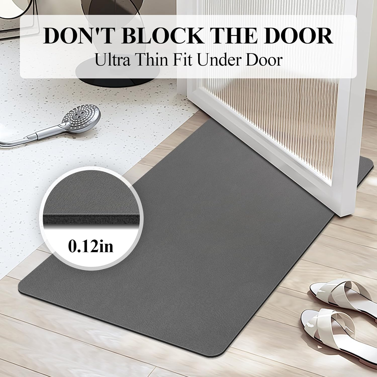 Bath Rugs Quick Dry, Super Absorbent Quick-Dry Bathroom Rug | Non-Slip Rubber Backing, Soft Floor Mat for Bathroom & Shower (Dark Grey, 40X60Cm) image number 6