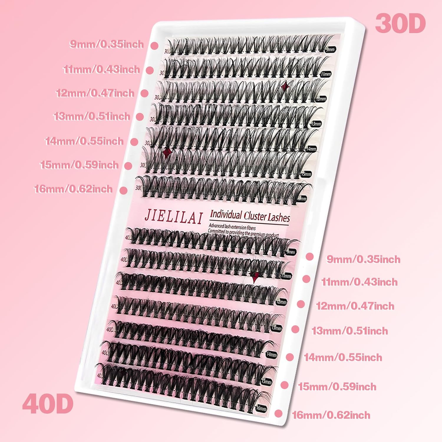 Eyelash Extension Kit 240PCS DIY Eyelash Cluster Kit with Eyelash Glue and Tweezers 30D&40D 9-16 Hybrid Eyelash Extension Kit Suitable for Beginners DIY Lovers Makeup Artists image number 3