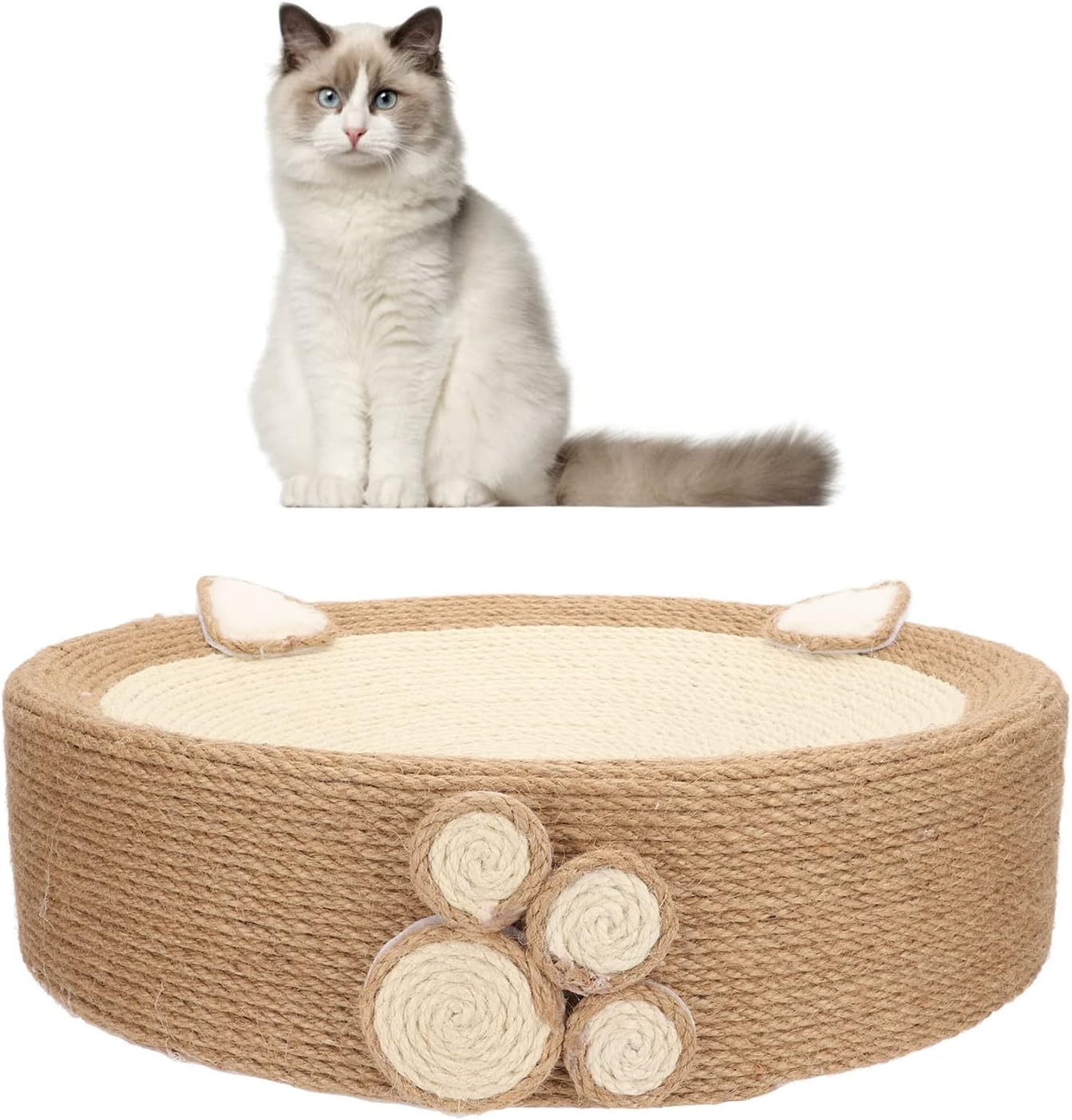 Cat Scratchpad Nest, Reusable Multifunctional round Cat Scratcher Cardboard, Cat Scratcher Cat Scratching Post Corrugated Lounge Couch Nest for Cats image number 5