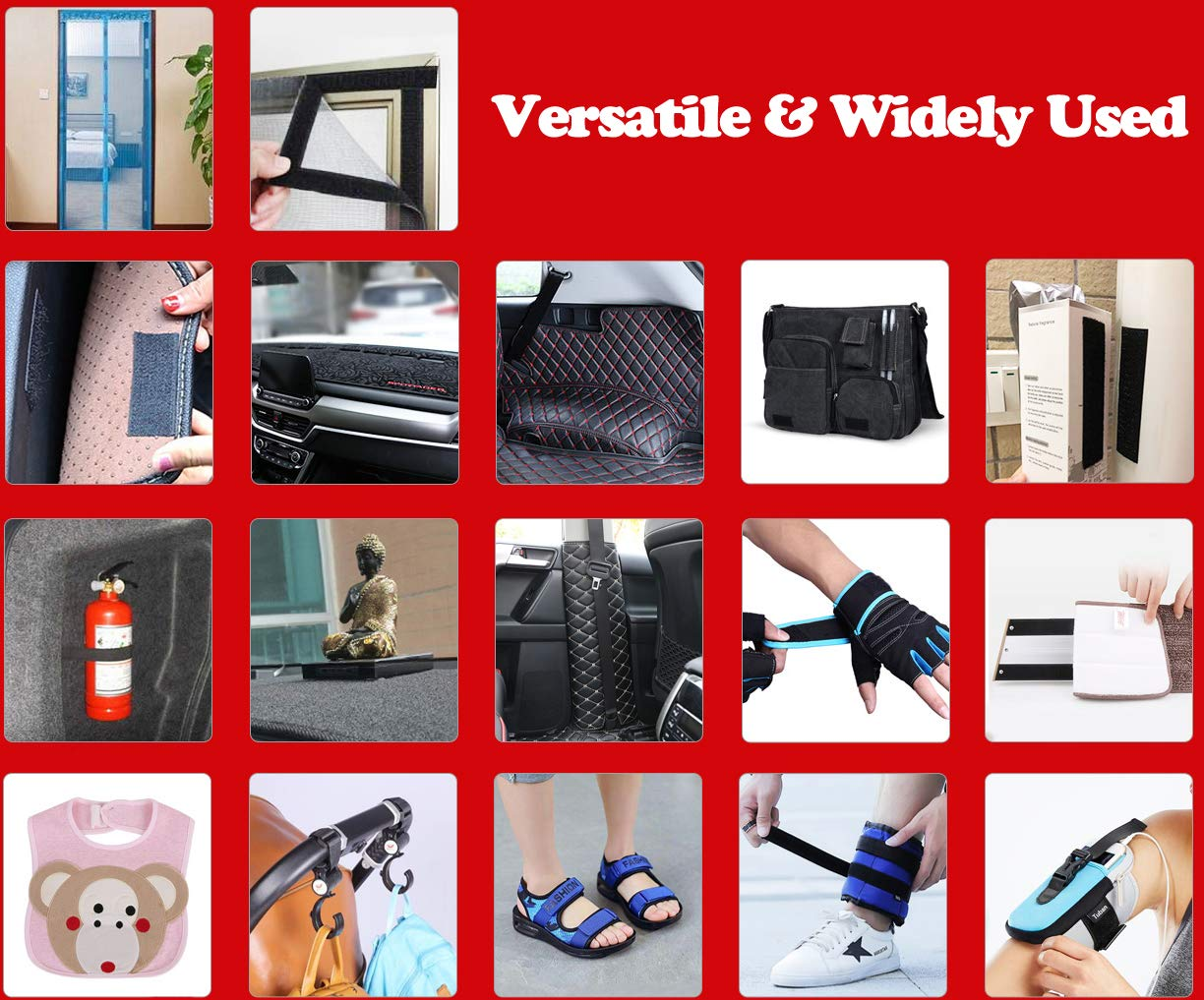 LLPT Hook and Loop Tape Color White 1 Inch X 23 Feet Each Roll Heavy Duty Adhesive Hook Loop Strip Mounting Tape for Indoor and Outdoor (HTW130) image number 2