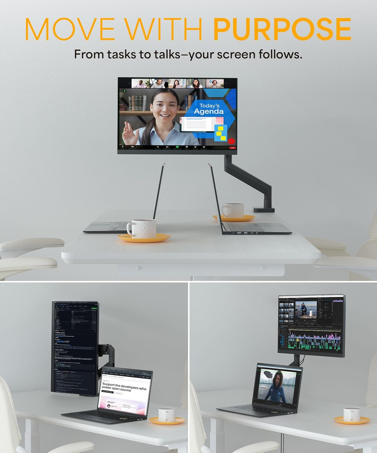 Neatzon Single 32" Monitor Arm Desk Mount for 10 Kgs Screens, Height Adjustable, VESA Compatible, Cable Management, NZ-ARM-03 image number 4