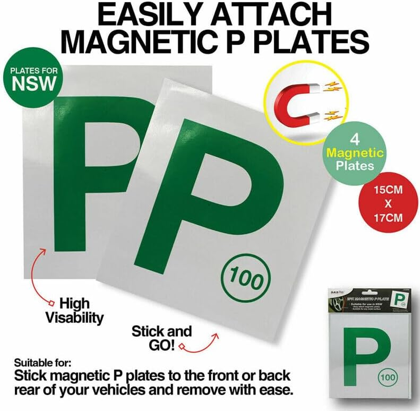 Tootoo 2Pcs Green P Plates Magnetic | Easy to Use (NSW Only) Handy Hardware image number 2