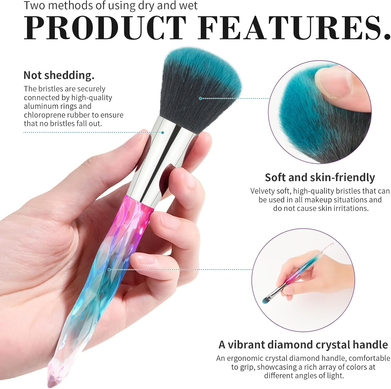 Makeup Brushes, 10Pcs Professional Cosmetic Brush Set Special Shiny Foundation Face Powder Brush Eyeshadows Blending Blush Brushes Colorful Plastic Handle (Blue) - 1-Purple image number 2
