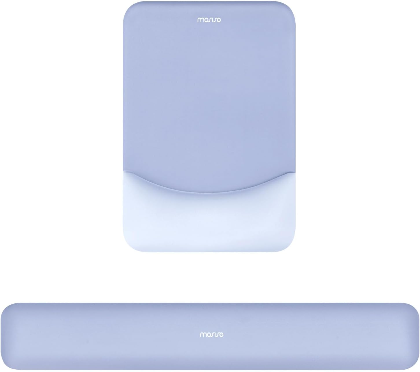 MOSISO Wrist Rest Support for Mouse Pad&Keyboard Set, Rectangular Ergonomic Mousepad Non-Slip Base Home/Office Pain Relief&Easy Typing Pad with Neoprene Cloth&Raised Curved Memory Foam, Slate Blue image number 5