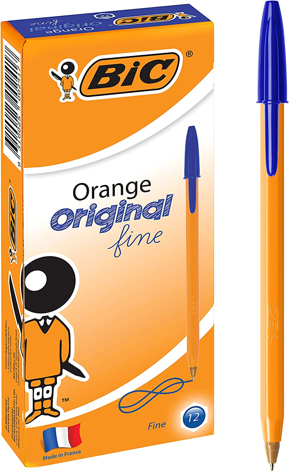 BIC 952000 Orange Fine Ball Point Pen (0.8 Mm) - Black Ink - Box of 12 Pens image number 1