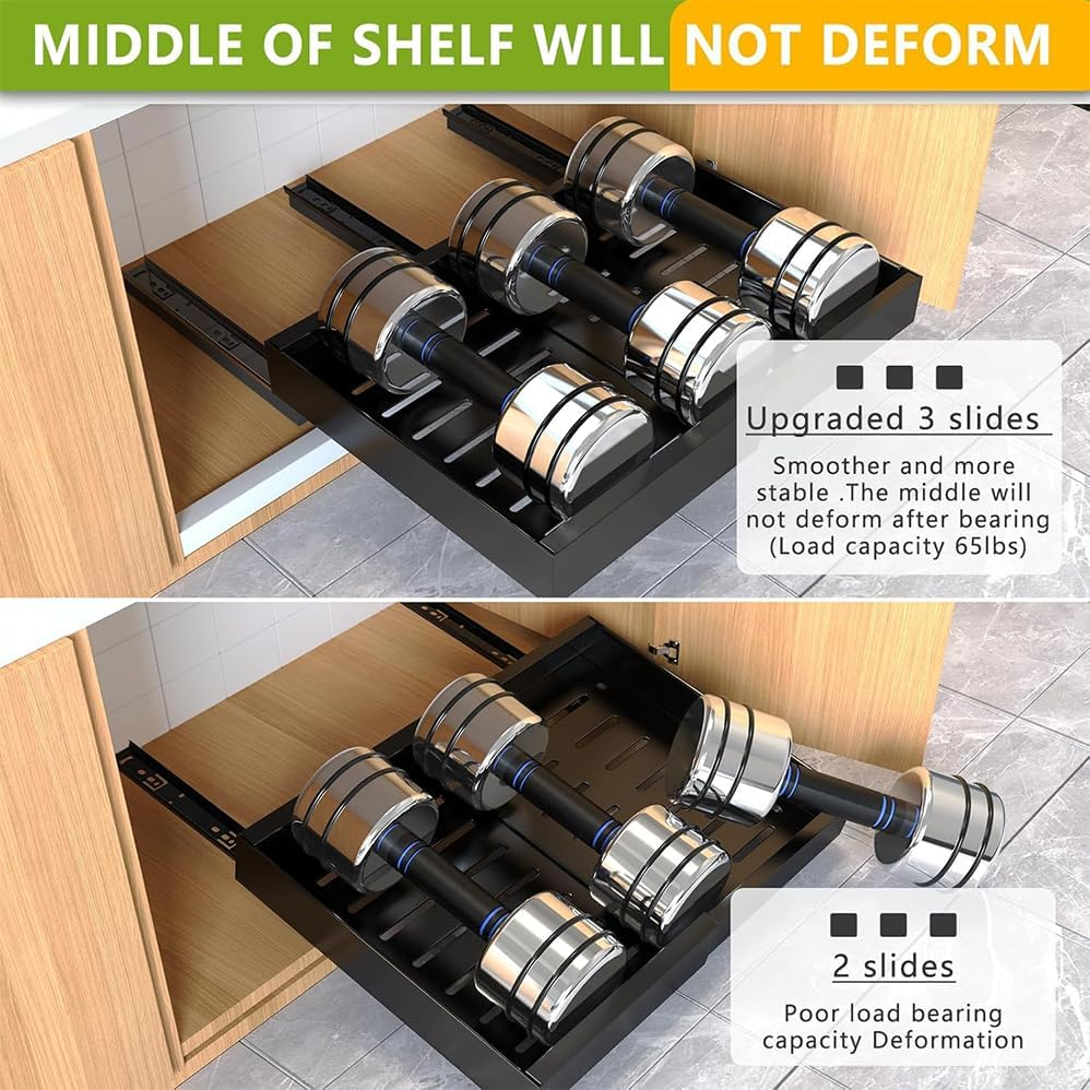 Betterlifewj Expandable Cabinet Organizer Drawer. 2 Pack. Width: 32Cm to 52Cm, Length 42Cm. Height 7.5Cm. Slide-Out Drawer Design Makes It Easier and Faster to Get Things.