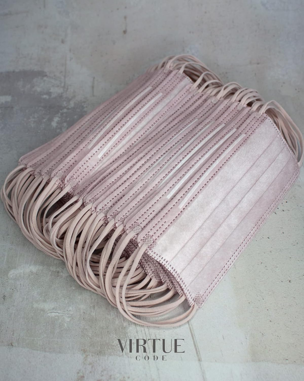 VIRTUE CODE 50 Disposable Face Masks for Men and Women. Face Mask with Elastic Ear Loops - Grey image number 3