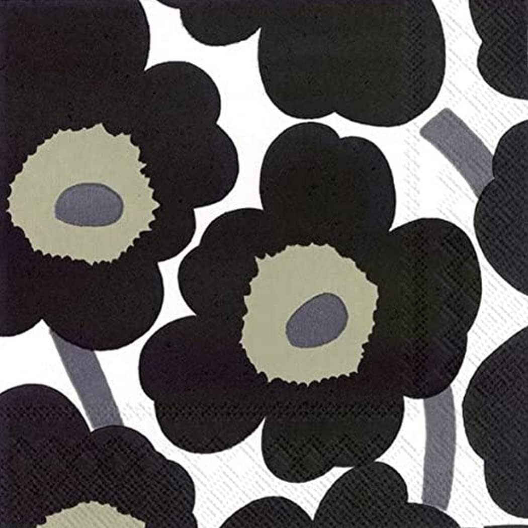 Ideal Home Range Unikko Printed Marimekko 20 Paper Napkins, White/Black