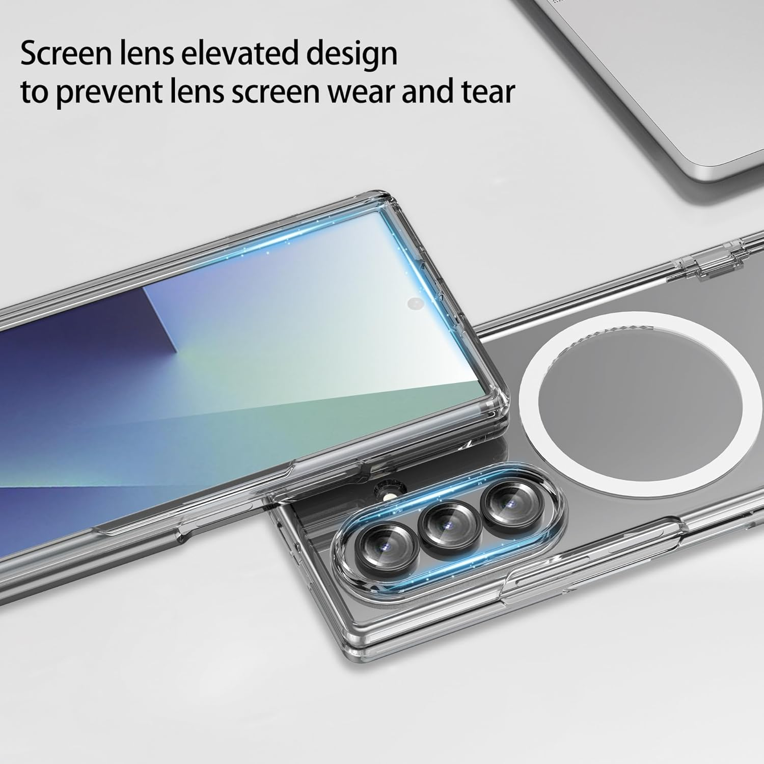 Vrythn for Z Fold 7 Case with Screen Protector, Compatible with Wireless Charging, Full-Body Coverage Hinge Protection, Shockproof Rugged Phone Case for Galaxy Z Fold7, Transparent