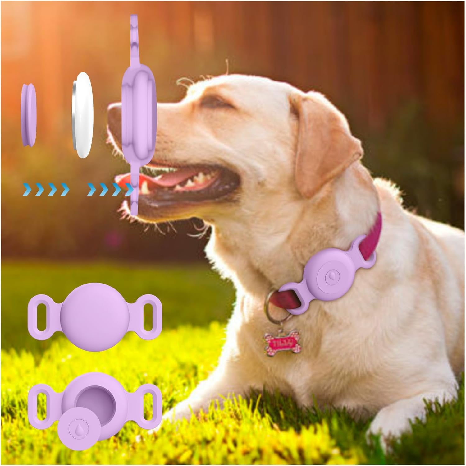 2-Pack Case for Apple Airtag Holder Dog Cat Collar, Silicone Protective Cat Dog Collar Airtag Holder, Pet GPS Tracker Collar Holder image number 6