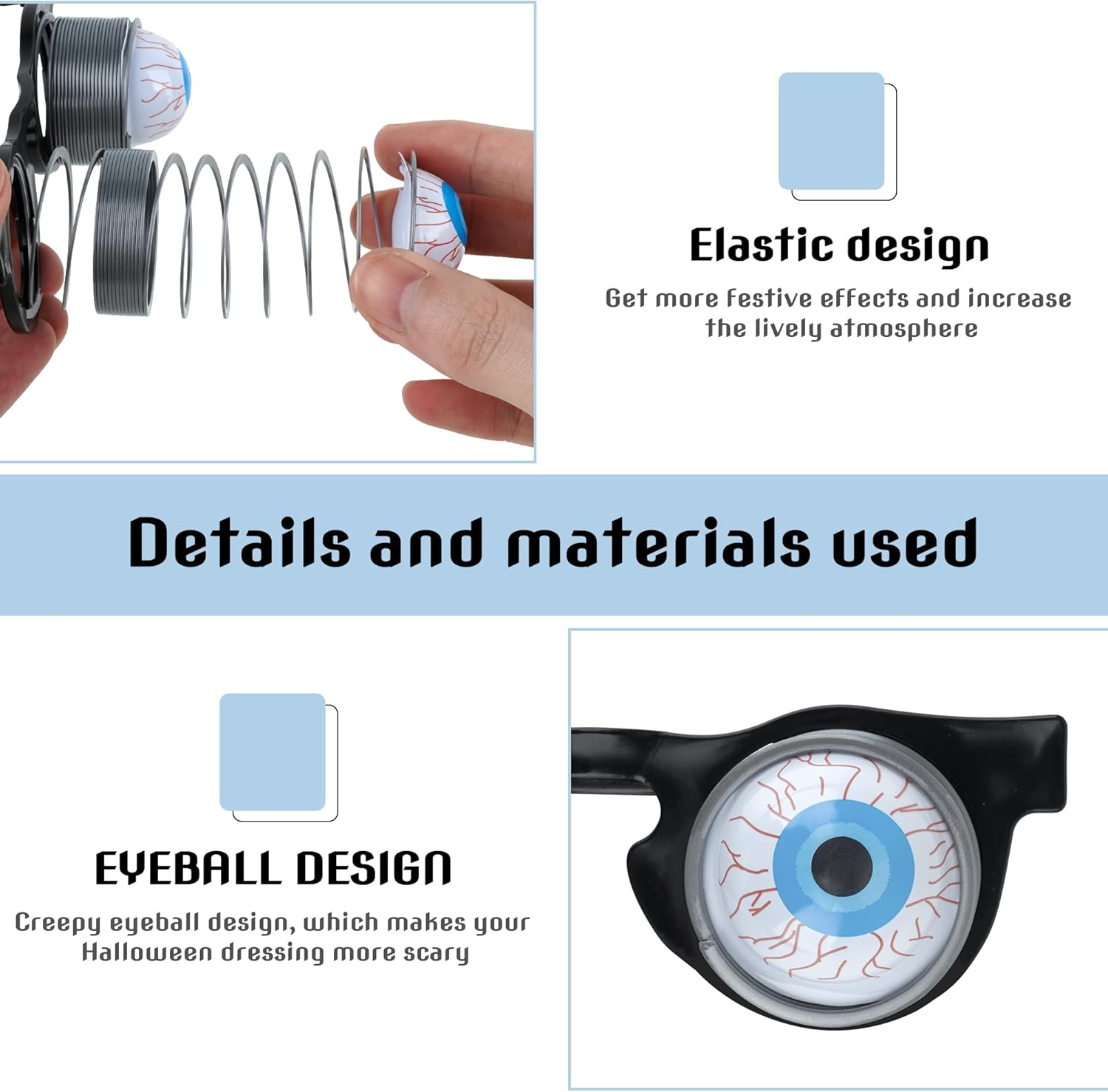 Pop-Out Eyeball Glasses - Funny Prank Glasses with Spring-Loaded Scary Eyes, Party & Halloween and Newyears Props, Birthday Party Gifts image number 2