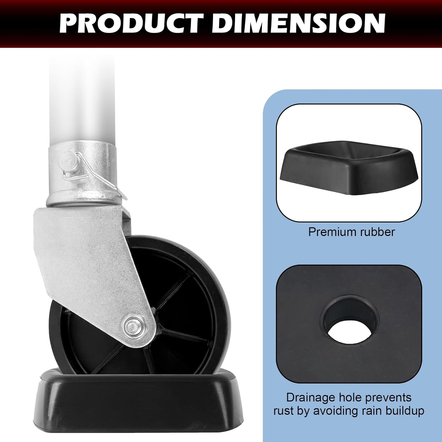 8" Trailer Jack Block &ndash; Heavy Duty Wheel Chocks for Trailer, RV & Motorcycle, Reinforced Rubber Stabilizer, Prevent Rolling, High Grip Wheel Chock for Trailers & RV image number 5