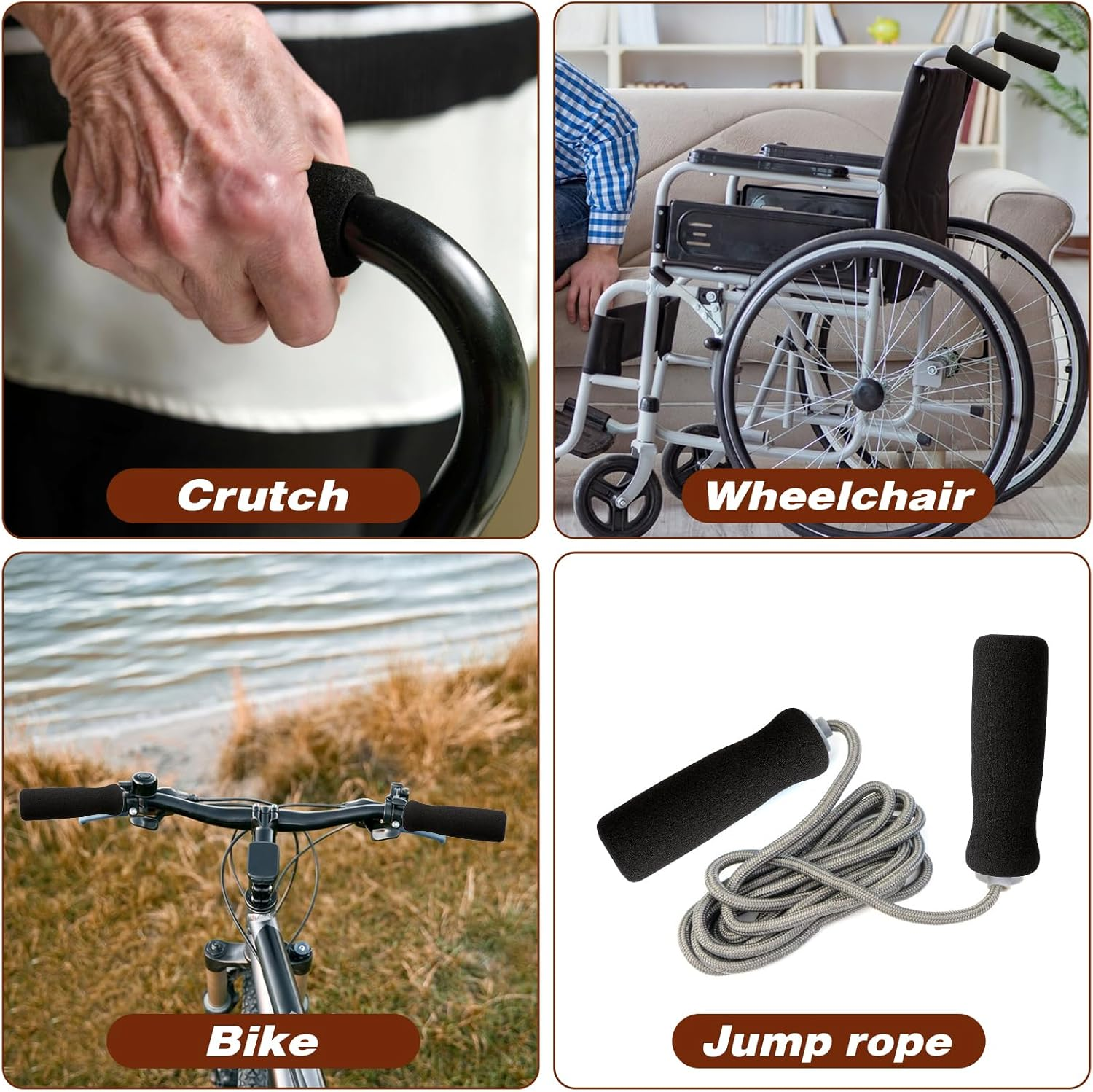 Cane Handle Grip Replacement, 2 PCS Walking Canes Grips for Seniors Cane Handle Grip Stick Replacement Offset Cane Handle Grips Crutch Hand Grips Black Foam Cane Grip Replacement for Cane Accessories image number 3