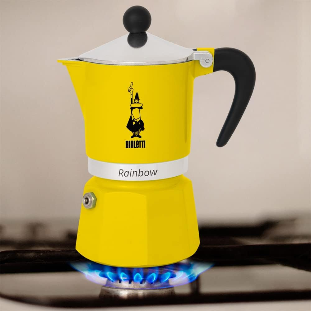 Bialetti - Rainbow: Stovetop Espresso Maker, Moka Pot, Italian Coffee Maker, 6 Espresso Shots (8.4 Oz - 250 Ml), Aluminum, Yellow image number 3