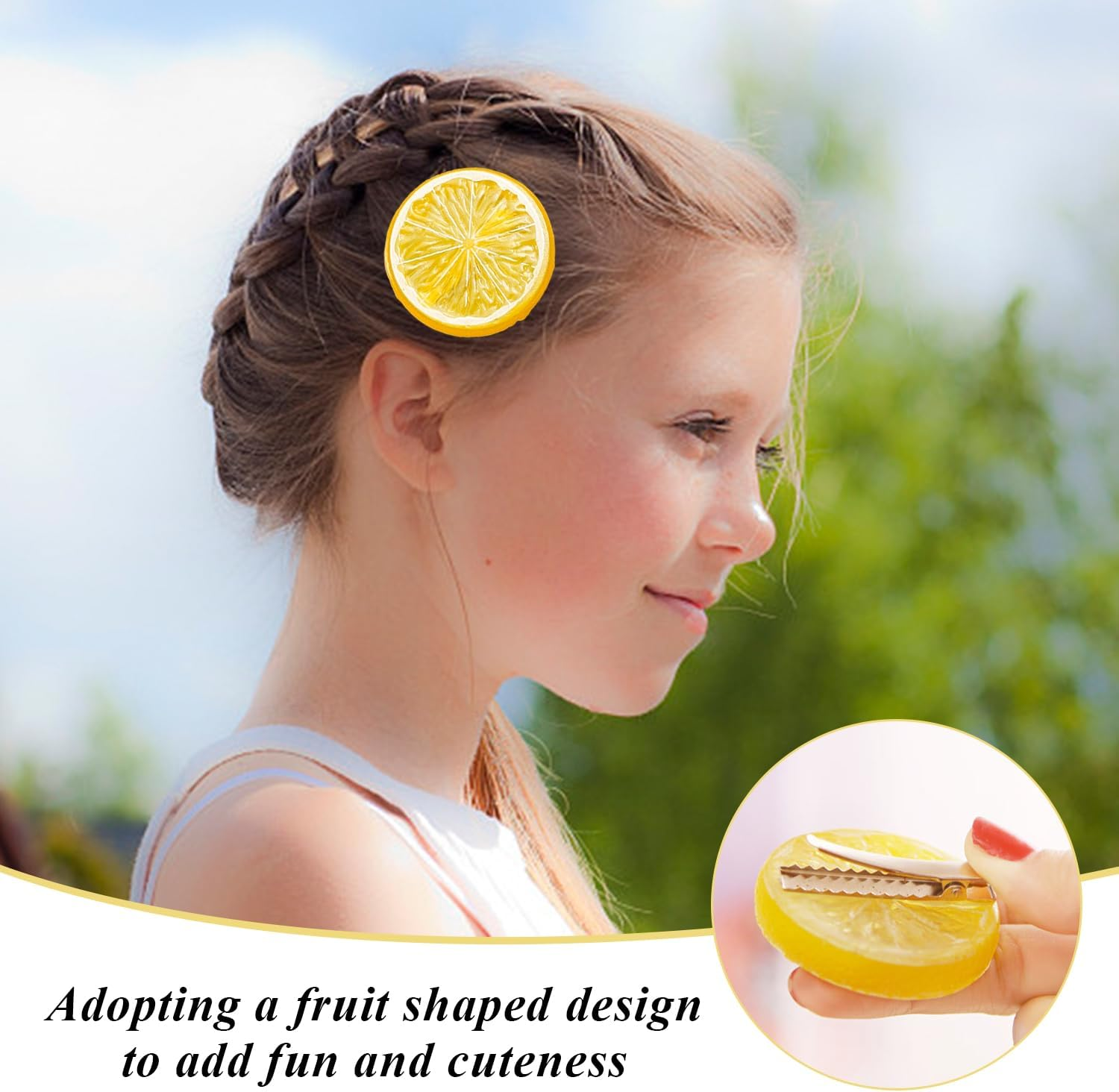 2 Pieces Fruit Hair Pins and 2 Pieces Fruit Hair Rings, Fruit Styling Hair Accessories, Cute Hair Accessories, Creative Hair Accessories image number 1