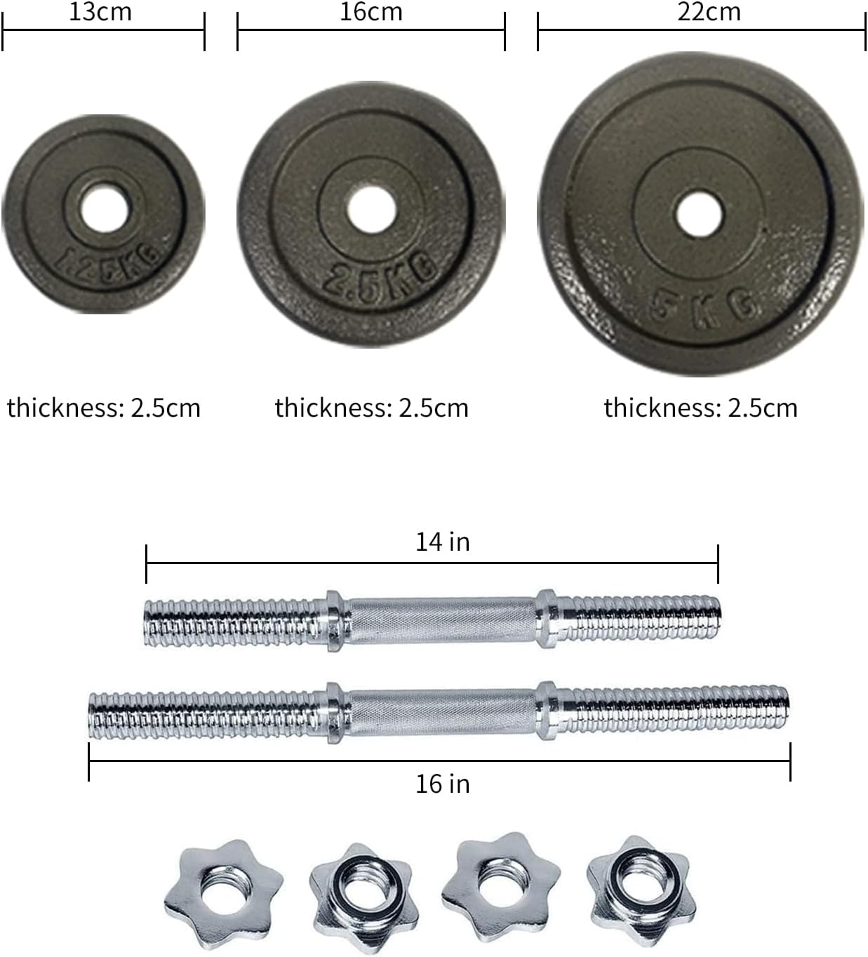 HCE Adjustable Dumbbells Set,20Kg - 50Kg Standard Steel Bars Pair with Cast-Iron Hammertone Weight Plates Set Home Gym Equipment for Body Building Weightlifting image number 5