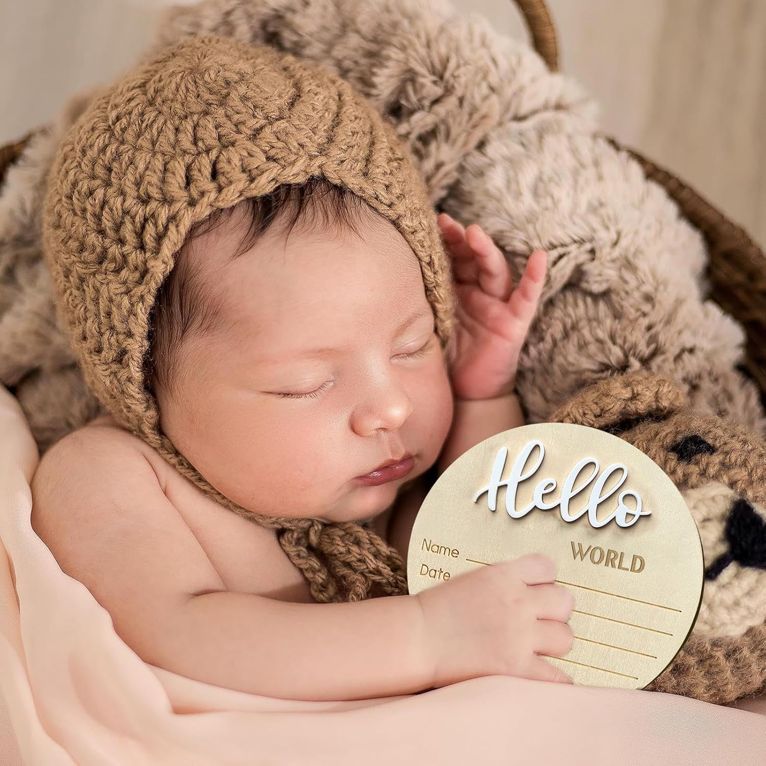 Baby Announcement Sign - Baby Sign, Welcome Plaquee | Personalized Wooden Baby Announcement Sign for Newborrn Birth Reveal, Nursery Wall Decor Photo Prop for Hospital Baby Shower Kids Room image number 3