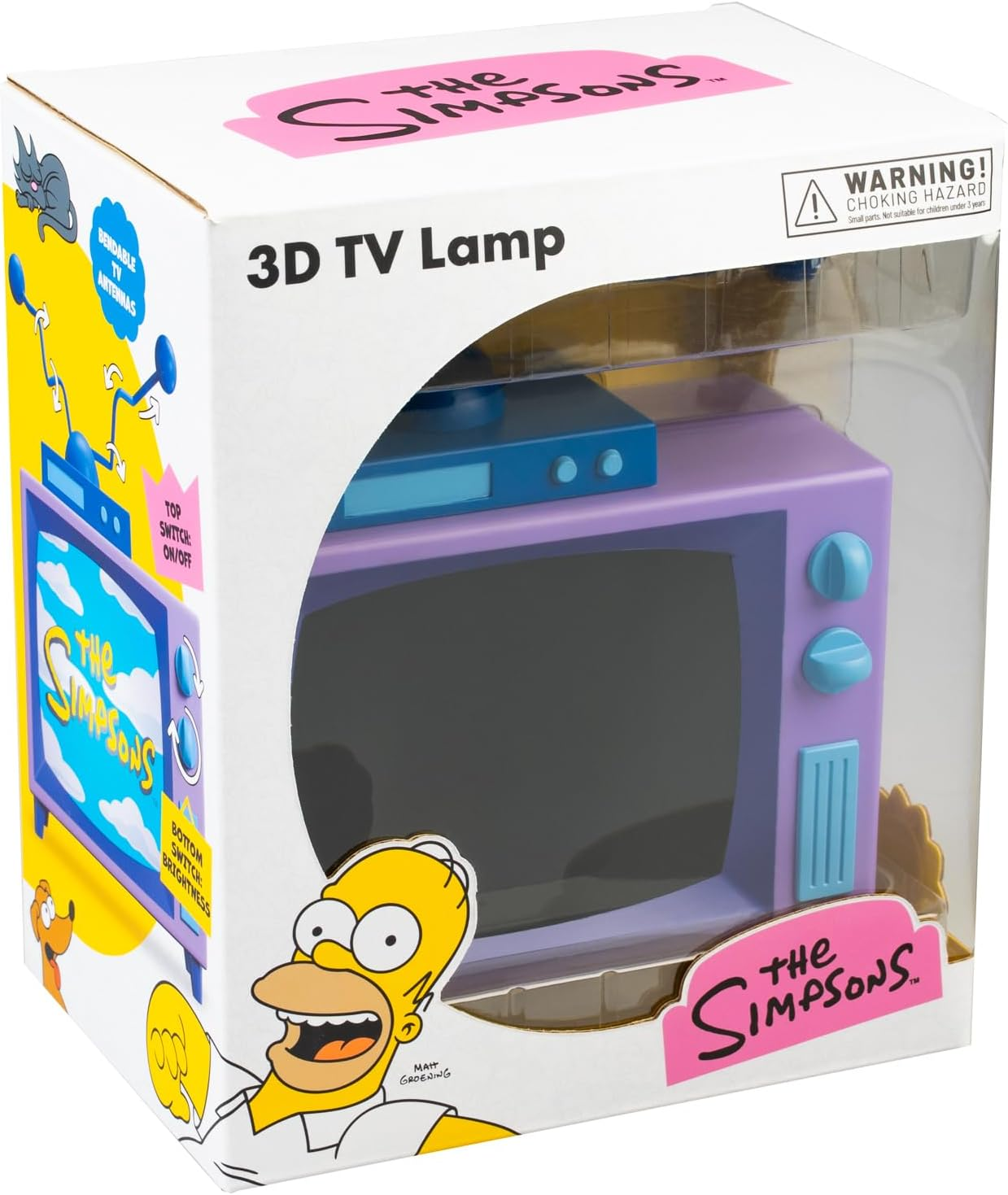 Grupo Erik Battery Lamp - the Simpsons Gifts | Desk Lamp Table, Mood Light, Gaming Light | the Simpsons Figures - TV with Bendable Antennas, Cool Room Decor image number 1