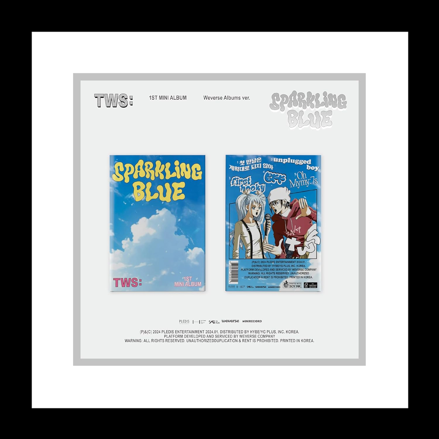 TWS Sparkling Blue 1St Mini Album Weverse Albums Version Dust Jacket+1P QR Card+48P Photobook+1Ea Sticker+1P Postcard+1P Photocard+Tracking Sealed image number 3