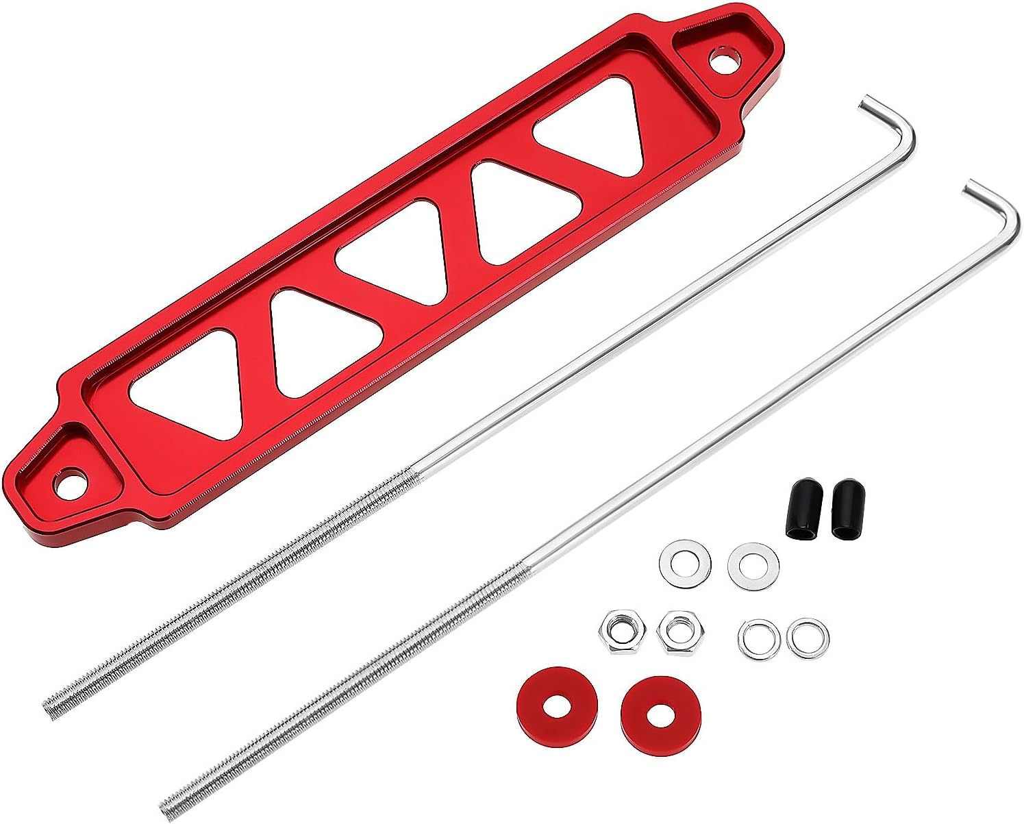 1 Set Five Holes Triangle Fixing Bracket Five Holes Triangle Stand Car Battery Holder Car Battery Retaining Bracket Automotive Battery Tie down Bracket, Red image number 4
