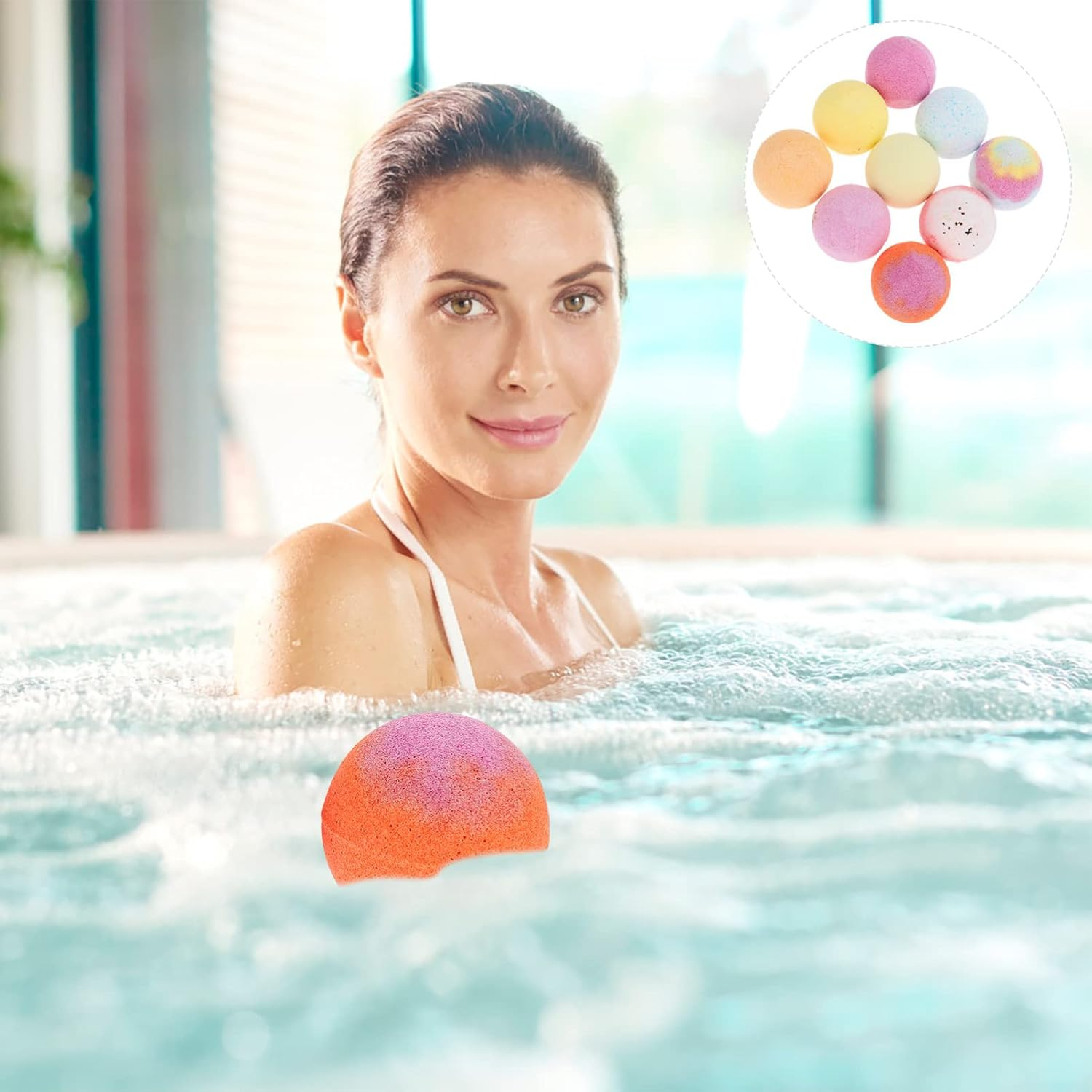 Happyyami Essential Oil Bath Bombs Set 9Pcs 60G Natural Dry Flower Spa Bubble Bath Balls Moisturizing Accessories for Relaxing Home Shower Spa image number 4