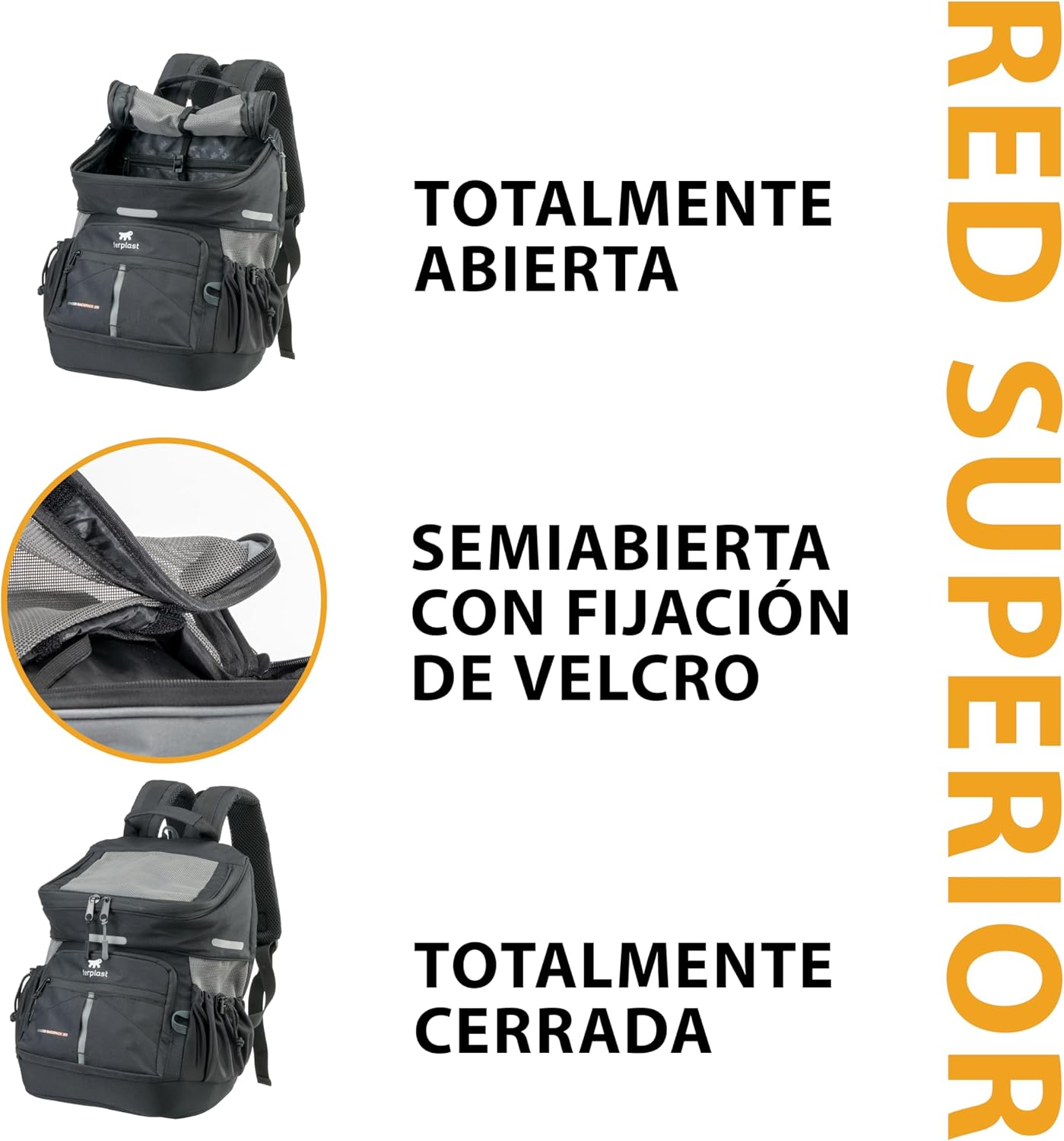 Ferplast Voyager Backpack Dog Backpack Cat Backpack Dog Bag Dog Crate Wide Mouth Adjustable Straps Seat Belt with Cushion Max 10Kg 29 X 21 X 36 H Black image number 7