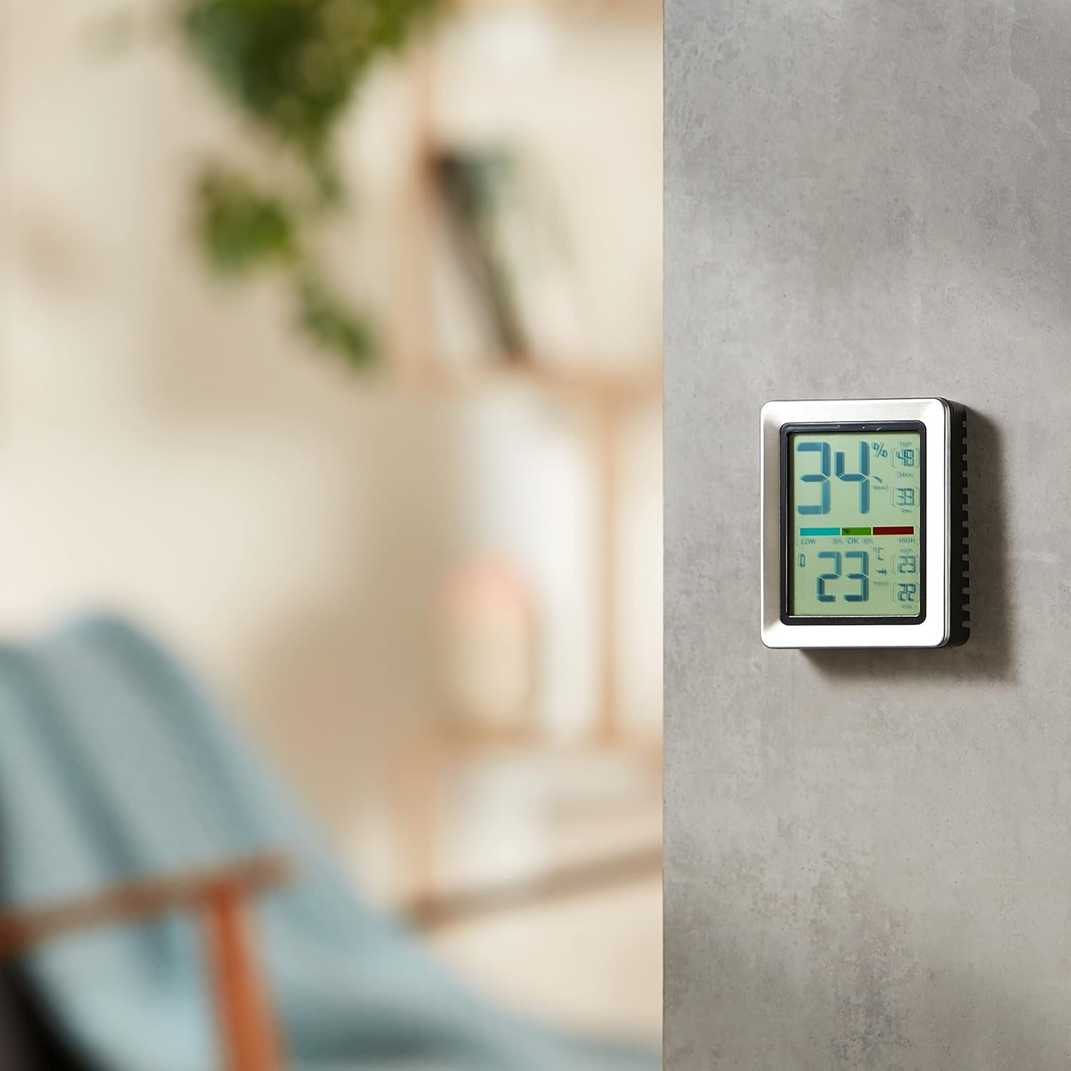 TFA Dostmann Exacto Digital Thermo-Hygrometer, 30.5047.54, Humidity, Temperature, Healthy Living Climate, Especially Accurate with Precision Sensor, L 74 X W 26 (48) X H 90 Mm