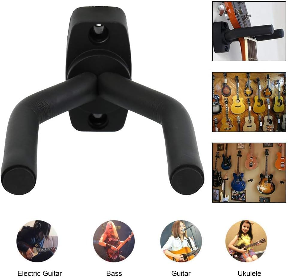 Adjustable Guitar Wall Hanger 6-Pack, Guitar Hanger Wall Hook Holder Stand Black Display with Screws - Fits Guitars, Bass, Mandolin, Banjo, Ukulele,Easy Installation, Great Gift image number 6