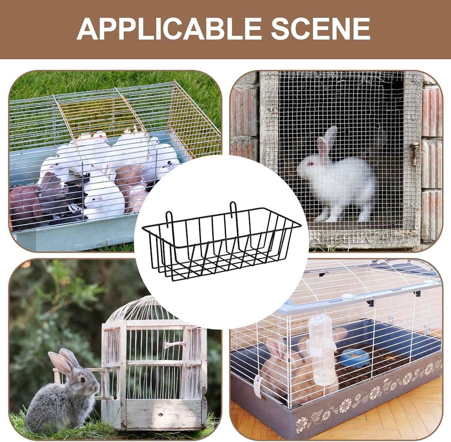 Rabbits Hay Feeder, 2Pcs Rabbits Feeder Racks, Metal Rack Hay Holder, Hanging Racks Bunny Feeder with Hooks, for Guinea Pigs Small Animals Grass Rack 9.1X3.9X2.9In image number 1