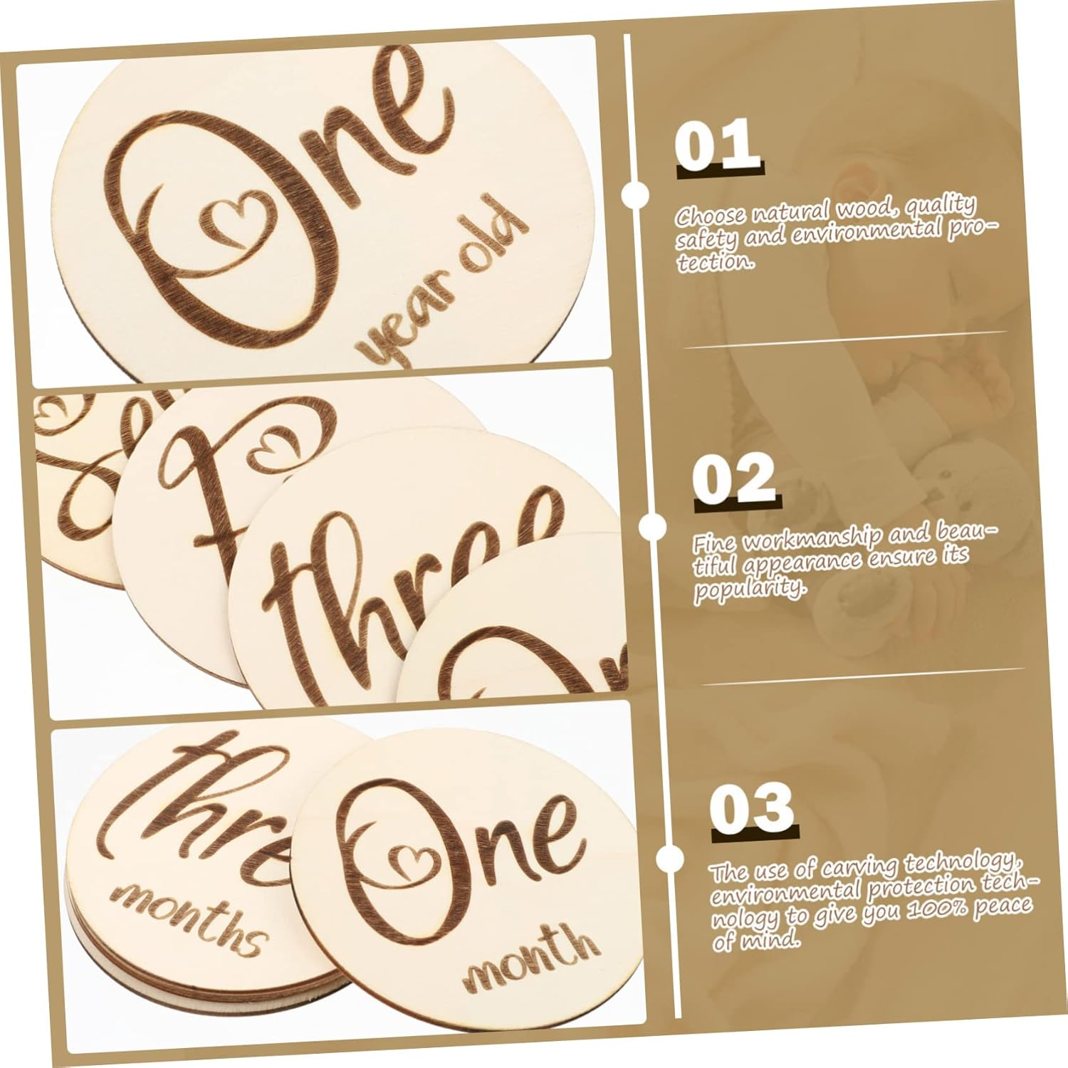 6Pcs Double Sided Monthly Milestone Cards Growth Photo Props Safe Reusable Odorless Keepsake for Boys image number 6