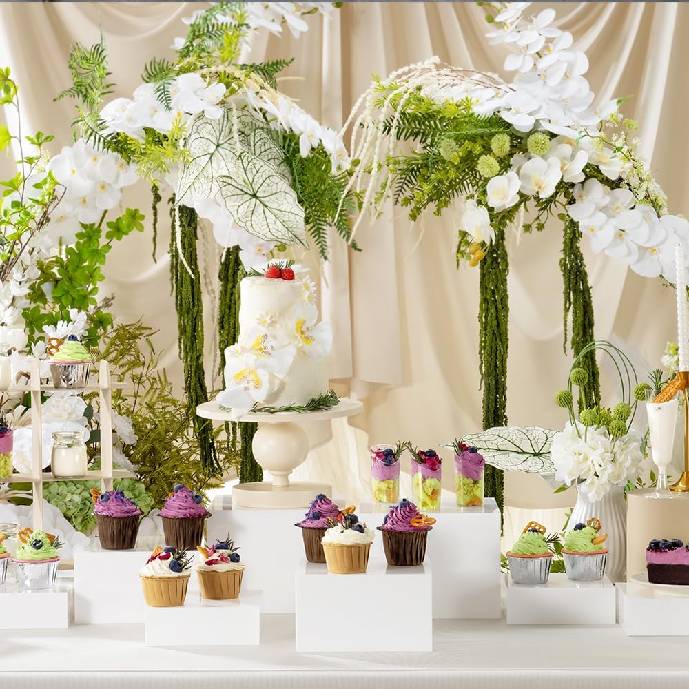 Set of 8 Acrylic Cube Display Box Risers Food Buffet Riser for Table, Retail Showcase, Catering, Cakes, Collectibles, Toys, Jewelry, Cosmetics, Crystal Decor Container, Stackable Nesting Stands image number 6