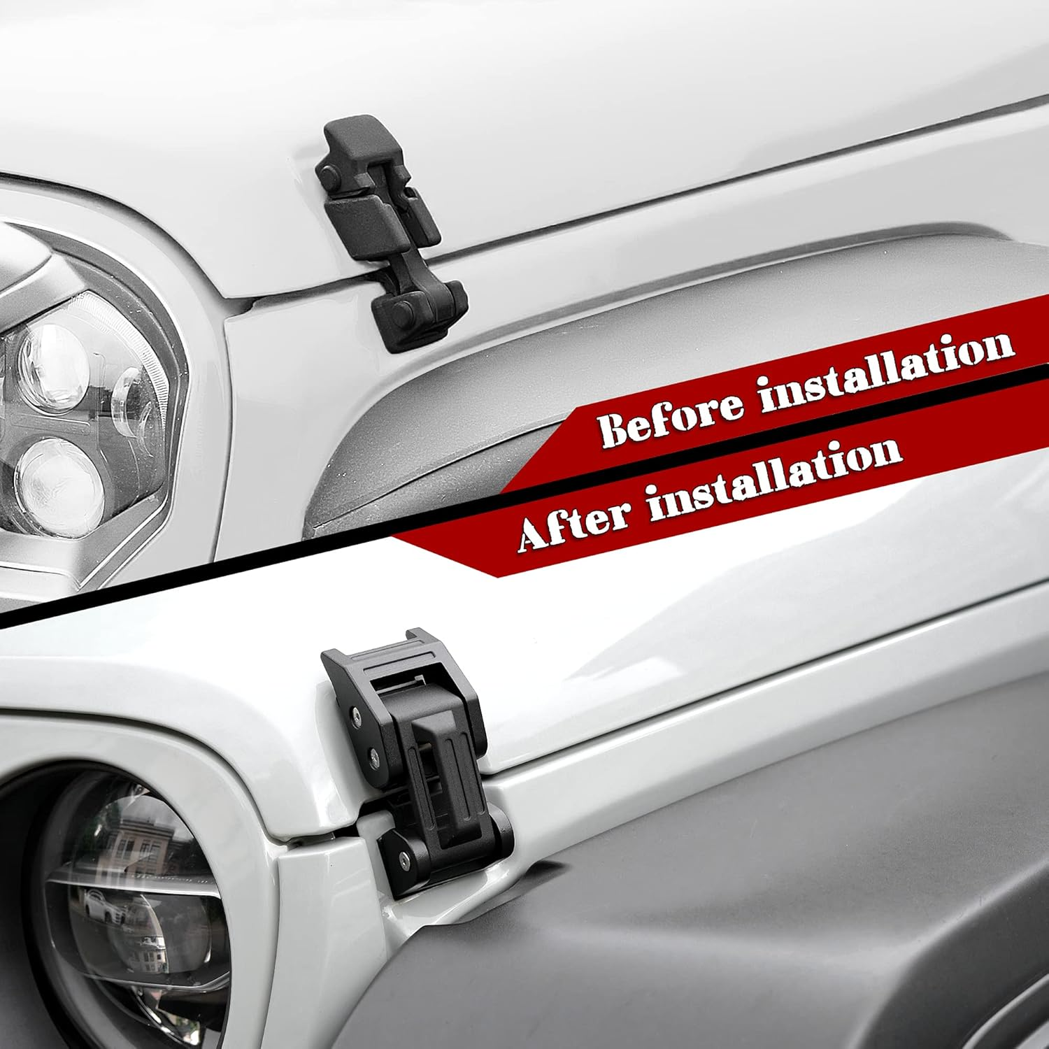 Seven Sparta Hood Latches Aluminum Hood Catch Compatible with Jeep Wrangler JK/JKU 2007-2017, JL/JLU 2018-2022 & Jeep Gladiator 2020-2022, 1 Pair (Base) image number 3