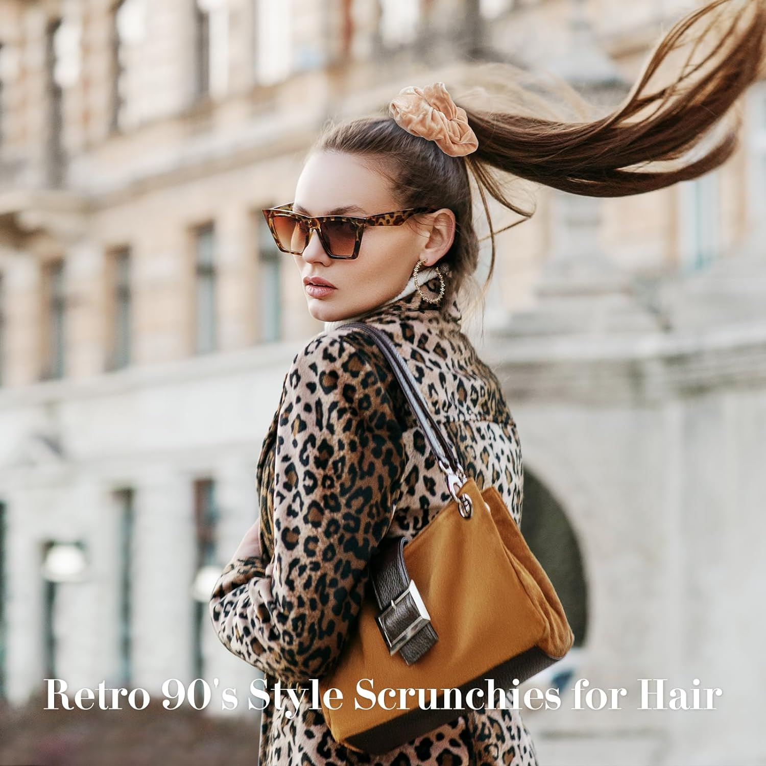 Lolalet Large Soft Velvet Scrunchies for Hair, Elastic Hair Bands Scrunchy for Women Girls, Ponytail Holder Hair Accessories Teens for Thick Curly Hair -4 Pack, Style A image number 2