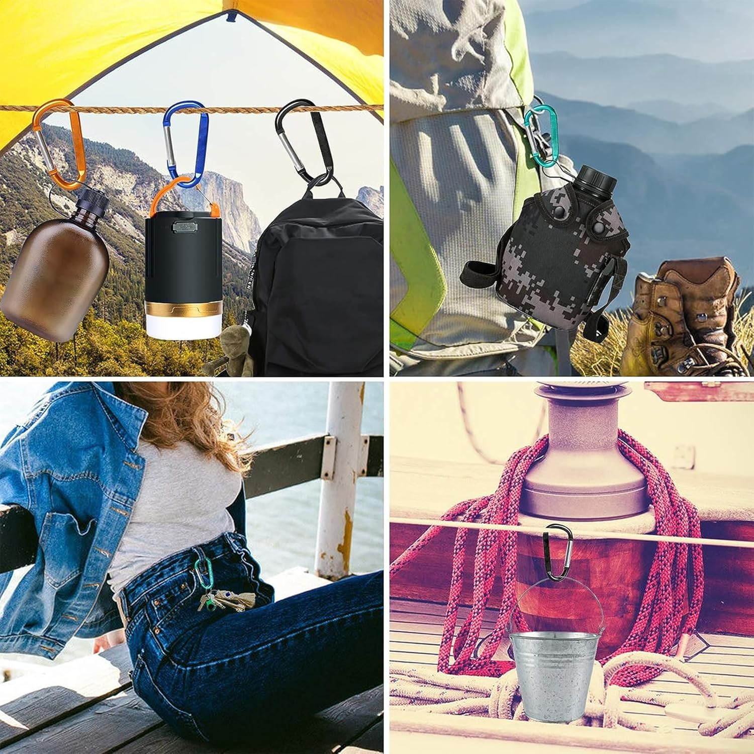 12PCS Carabiner Keychain Clip - 3" Aluminum Carabeaner Key Clip,D Ring Shape Caribeener Hook Buckle,Spring Snap Key Chain Clips image number 4