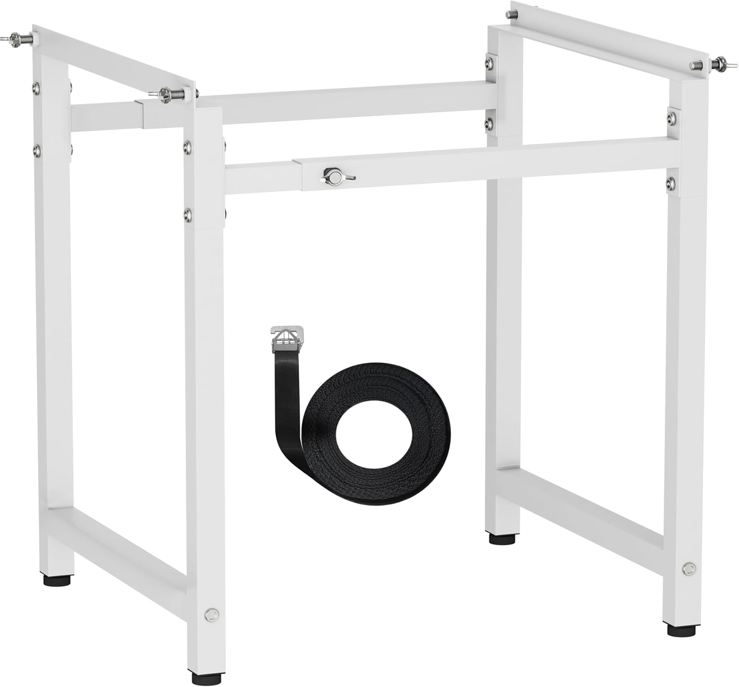 Adjustable Metal Bee Hive Stand with 120-Inches Strap for 8 & 10 Frame Beehives Box, 12 to 19 Inches Width Beehive Frame Holder, Heavy Duty Flow Hives Stands Base for Beekeeping, White