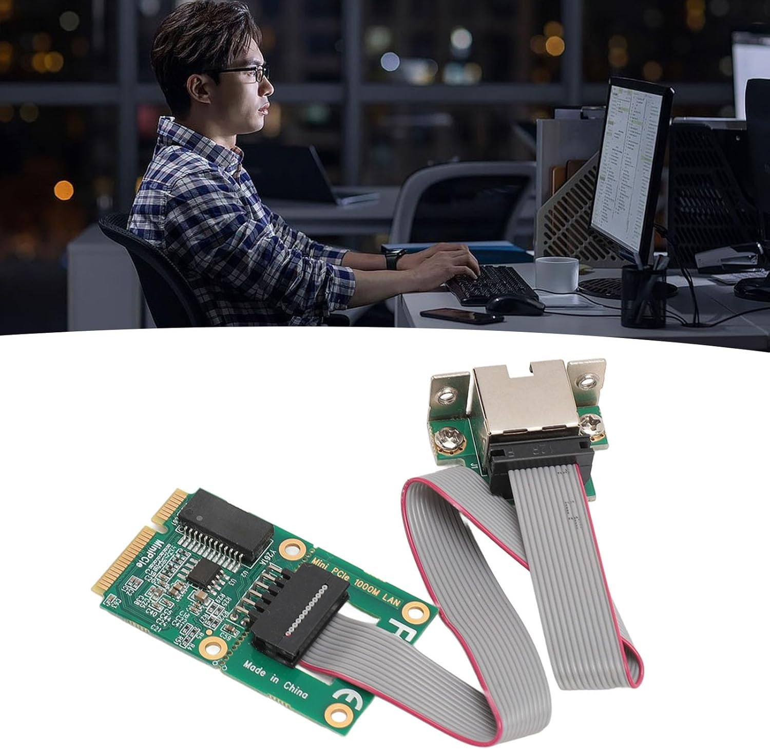 1000M RJ45 Adapter, Pcie Network Card, Mini Pcie Network Controller Card with M.2 a and E Slot, for 10 Freebsd, 8, Mini PCI E Network Card image number 2