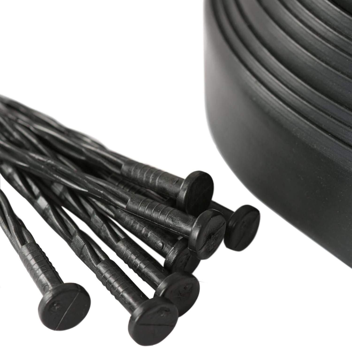 1X Flexible Plastic Lawn & Path Edging with 40 Pegs - 10M X 4Cm - Black - Garden Grass Flower Plant Bed Stone Path Border Edge Roll - by Harbour Housewares image number 2