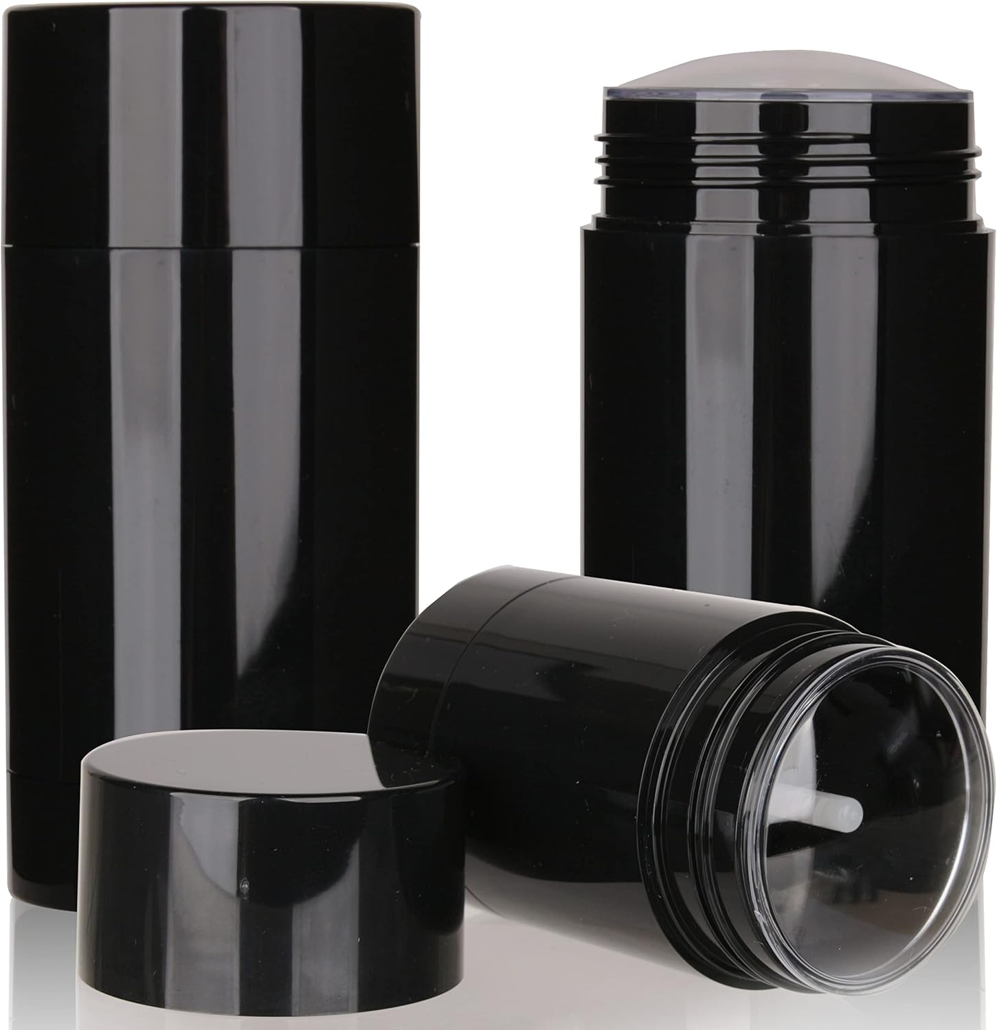 COSIDEA 4Pcs Black round Empty 30G / 1OZ Deodorant Containers Bottom Filling Large Twist up Tubes for Hair Wax Chapstick Tube