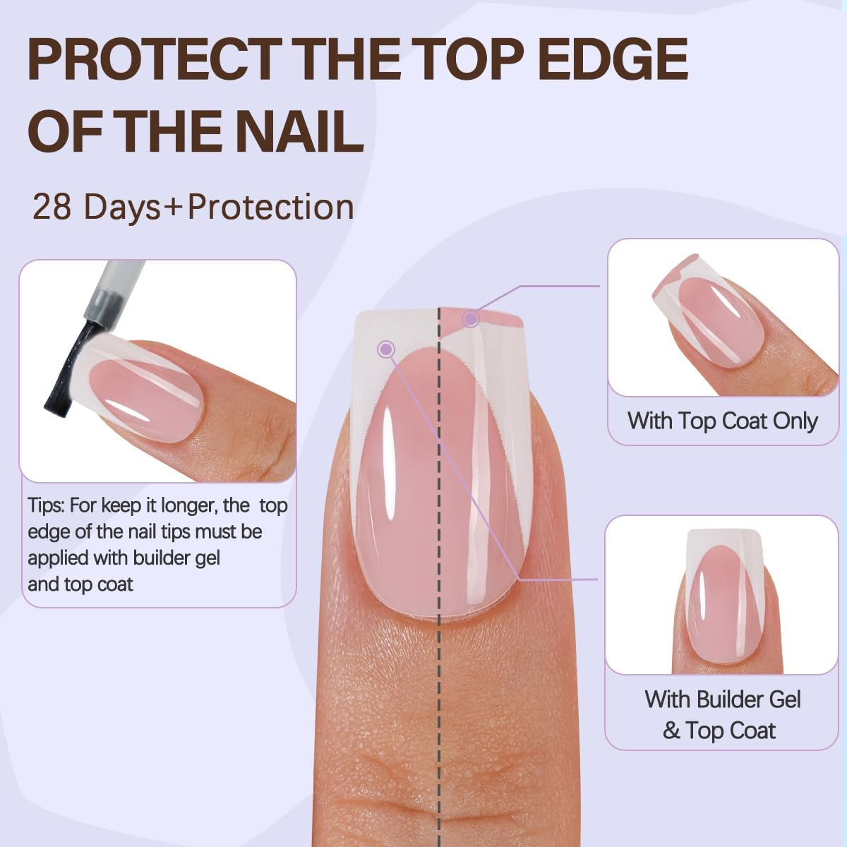 MISSSIX Xbasictips Deep French Gel Tips, 150 Pcs Soft French Gel Tips for False Nails, Premolded Square Short False Nails, No Nail File Needed image number 4