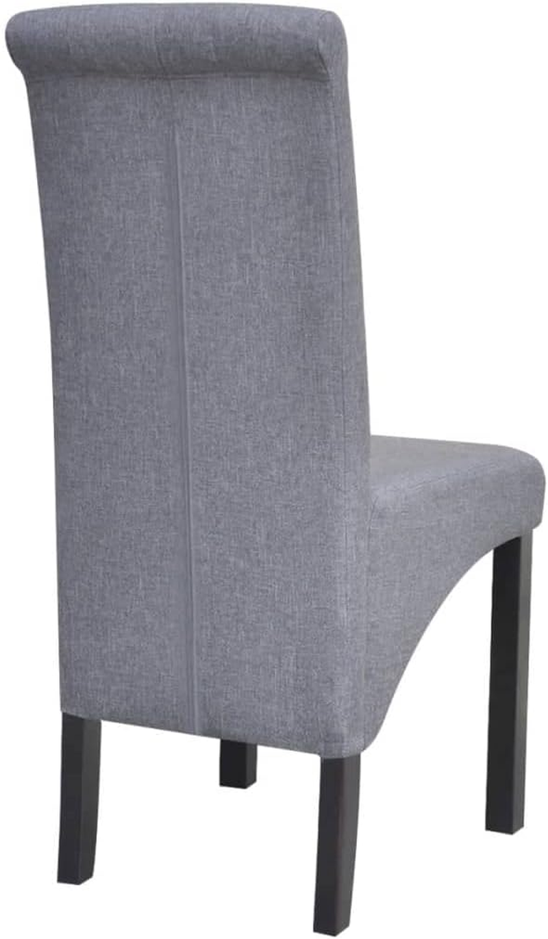 Vidaxl Set of 4 Light Grey Fabric Dining Chairs with Solid Wooden Legs, Scandinavian Farmhouse Style with Comfortable Upholstery - Kitchen Furniture image number 4