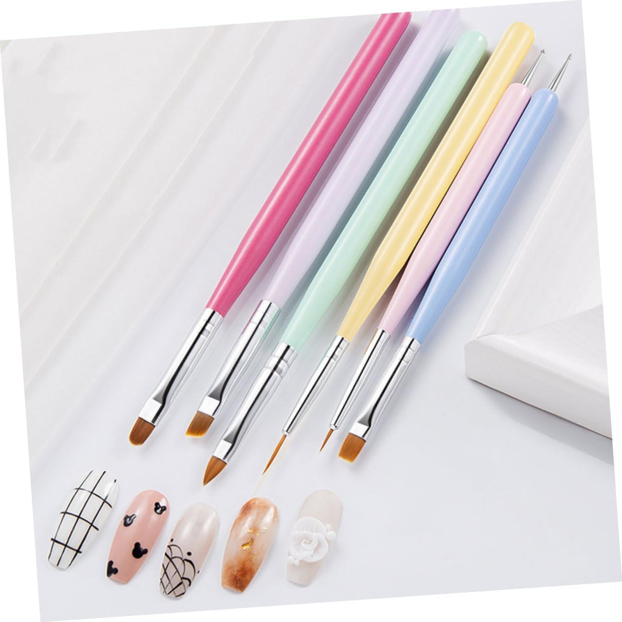 NULYLU 6Pcs Manicure Diy Drawing Pen Nail Art Tools Nail Kits Accessories for Charming Designs image number 3