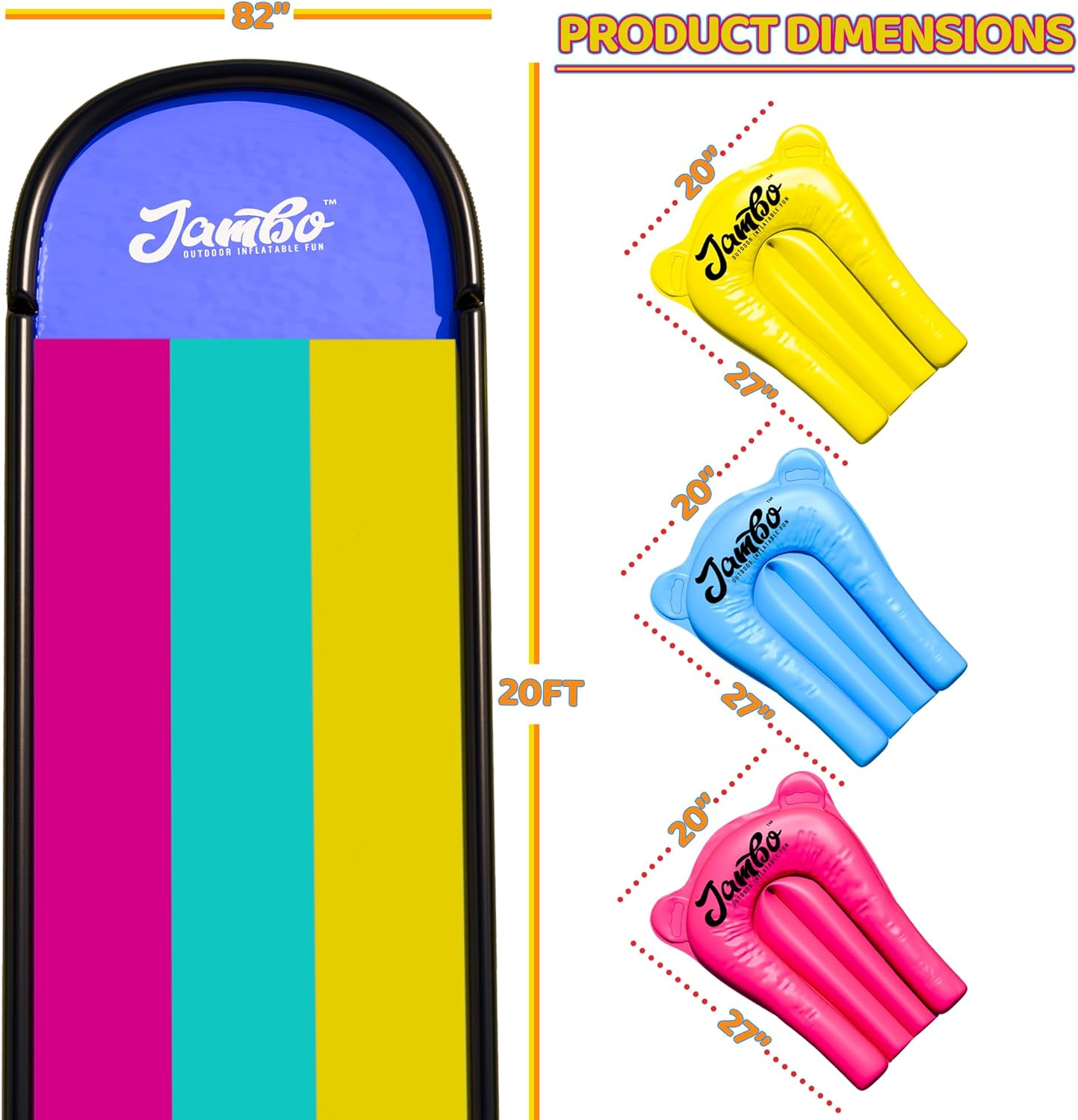 Jambo Triple Lane Slip Splash and Slide (Summer Vibes, 20' Foot) image number 1