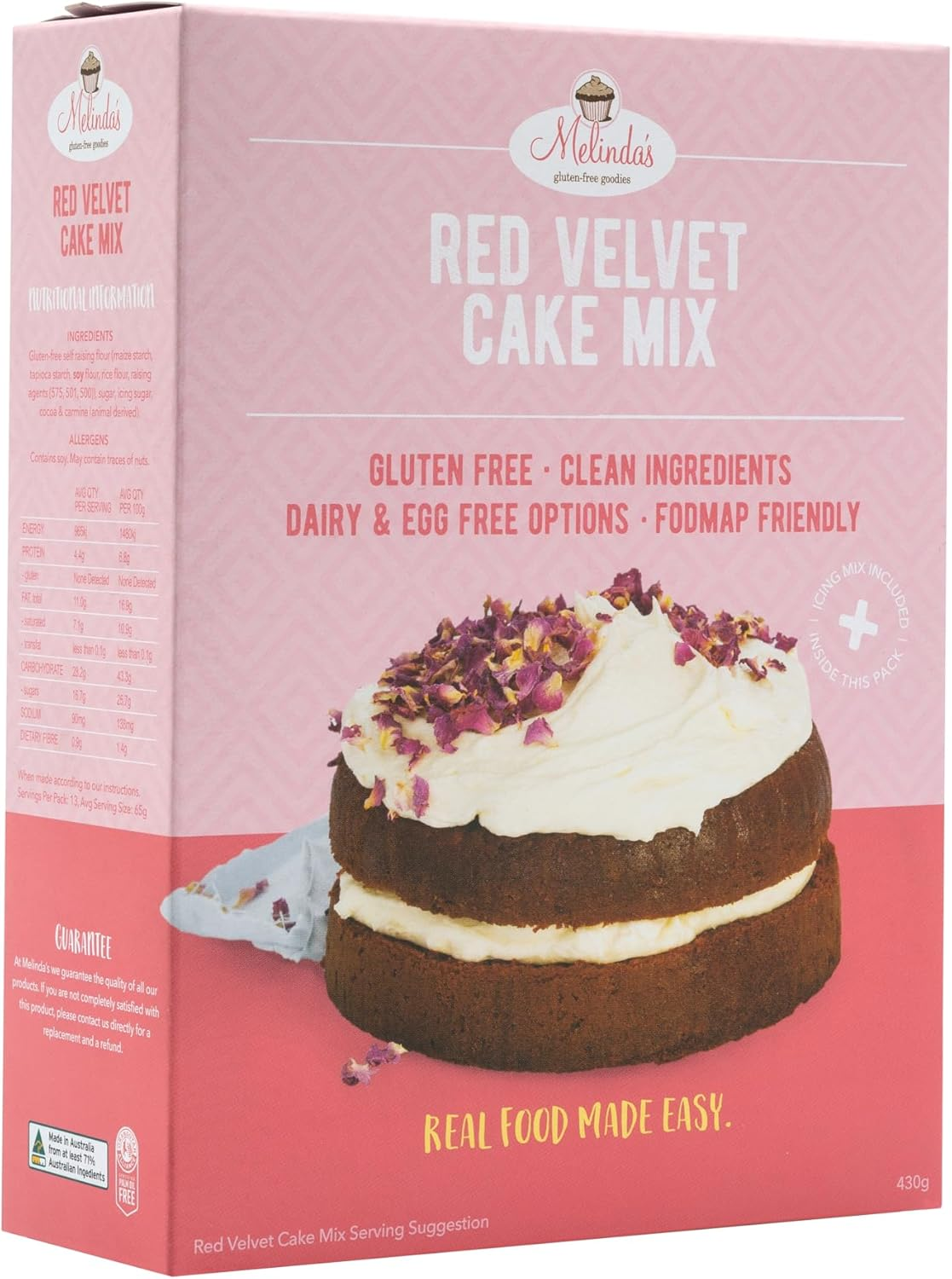 Melindas Gluten-Free Goodies Red Velvet Cake Mix 430 G image number 1