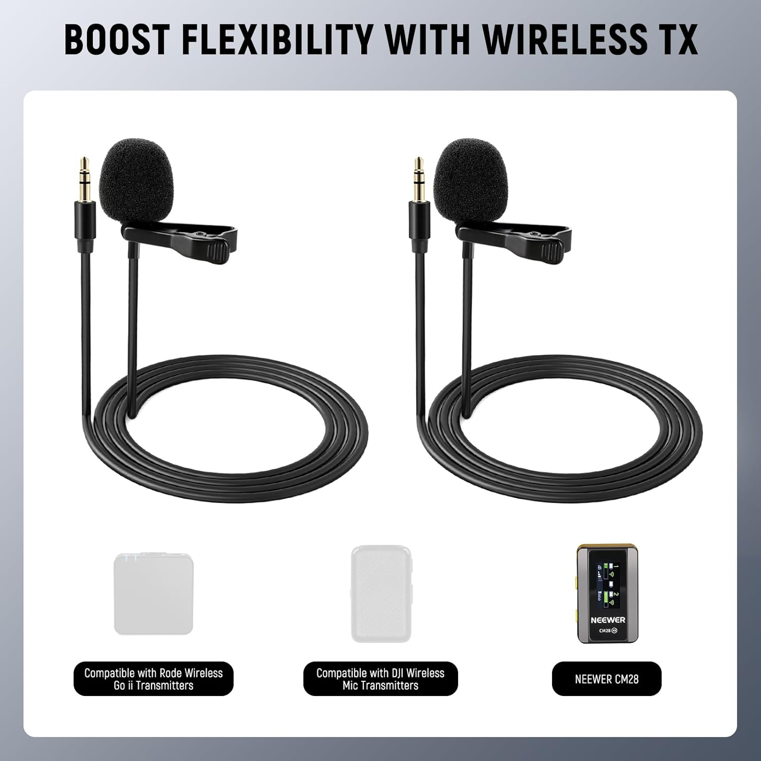 NEEWER Lavalier Lapel Microphone (2 Pack), Omnidirectional Condenser Wired Clip on Lav Mic for Stage Youtube Live Streaming Compatible with Rode Wireless GO II 2 DJI Wireless Mic Transmitter, CM5 image number 5
