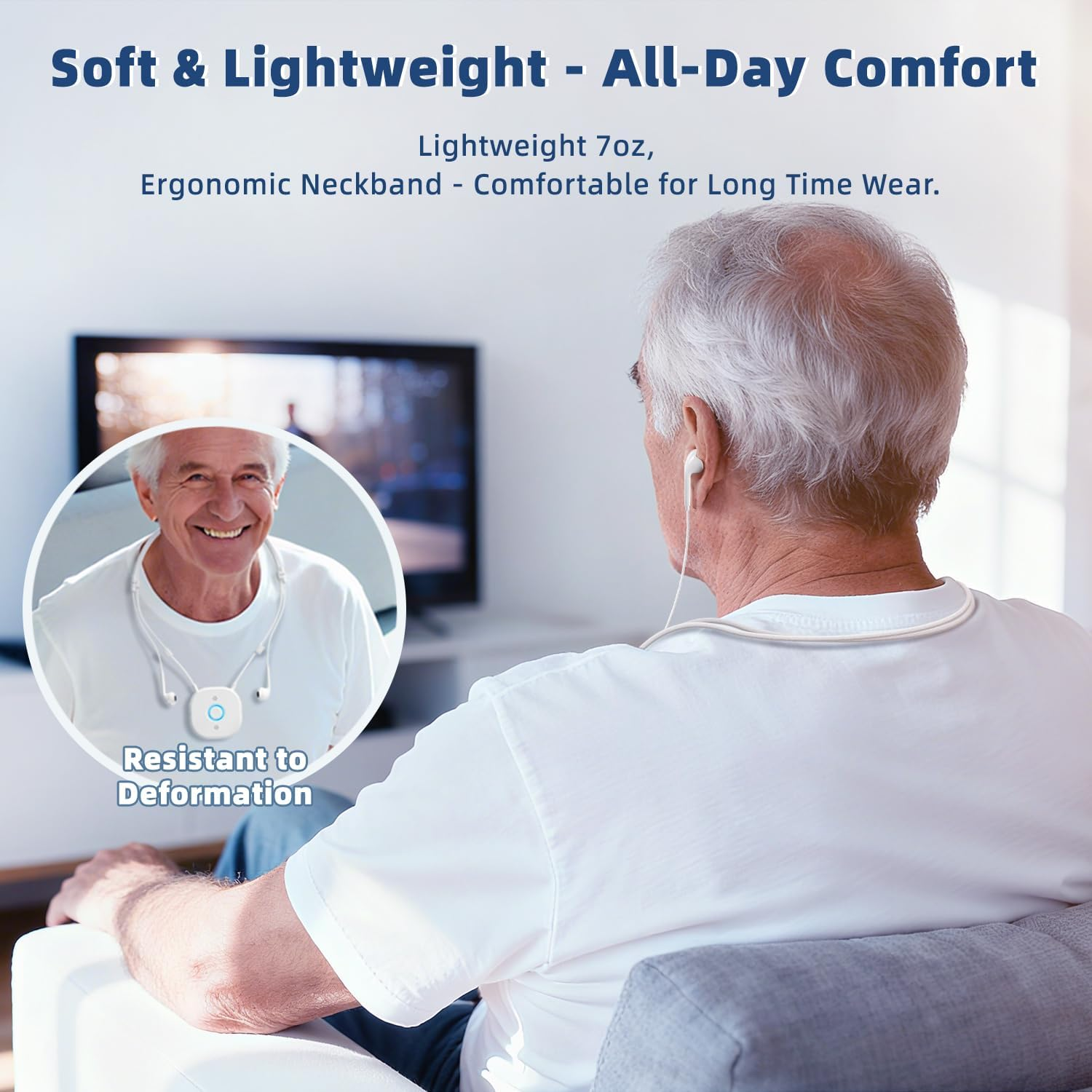 Wireless TV Headphones for Seniors, Wireless Headphones for TV with Large Buttons, Independent Volume Control, Plug & Play, 15H Battery, Compatible with Optical & AUX image number 3