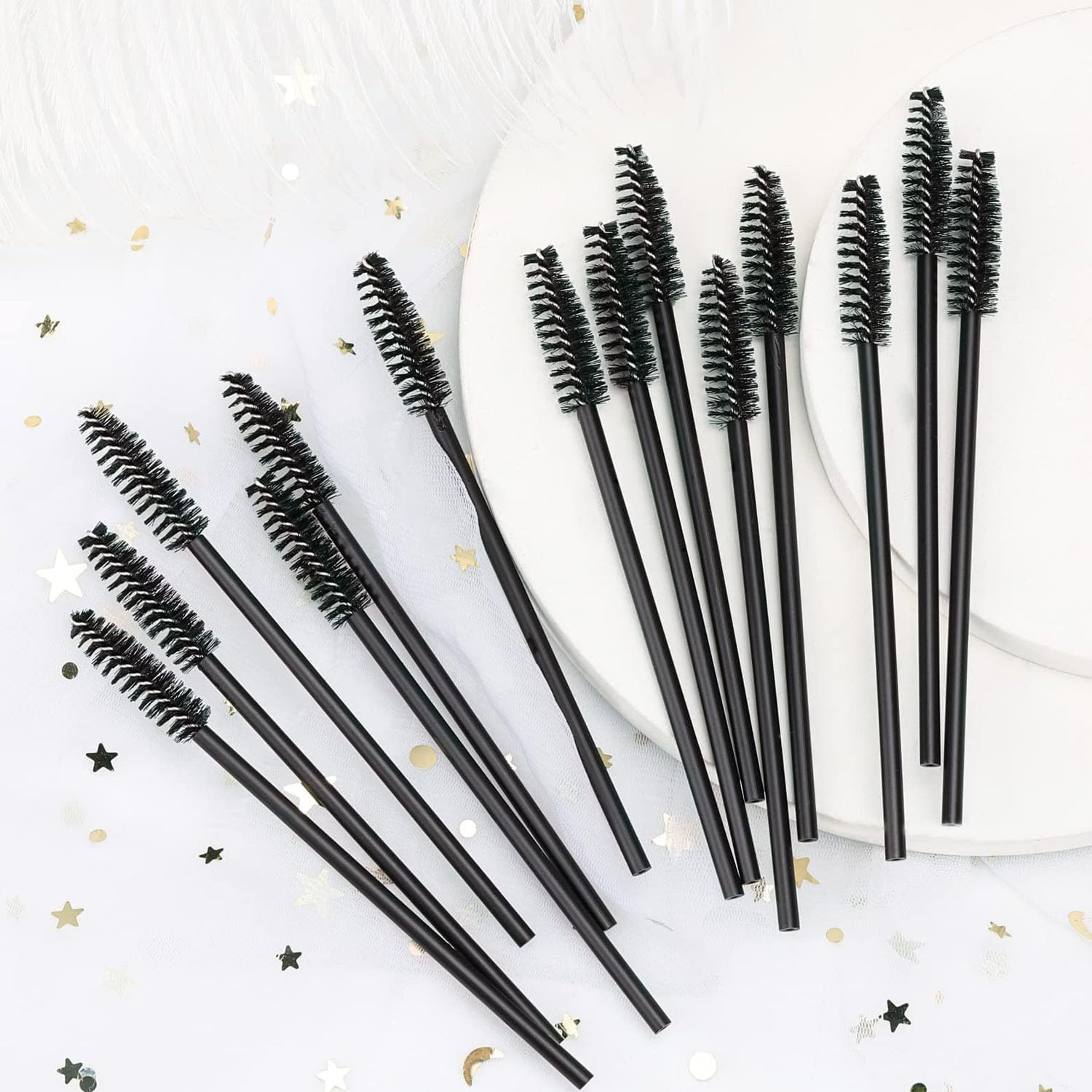 100Pcs Disposable Eyelash Spoolies Brushes, Mascara Applicator Wands, Eyebrows Brush for Extension and Eyebrow Brush(Black) image number 2