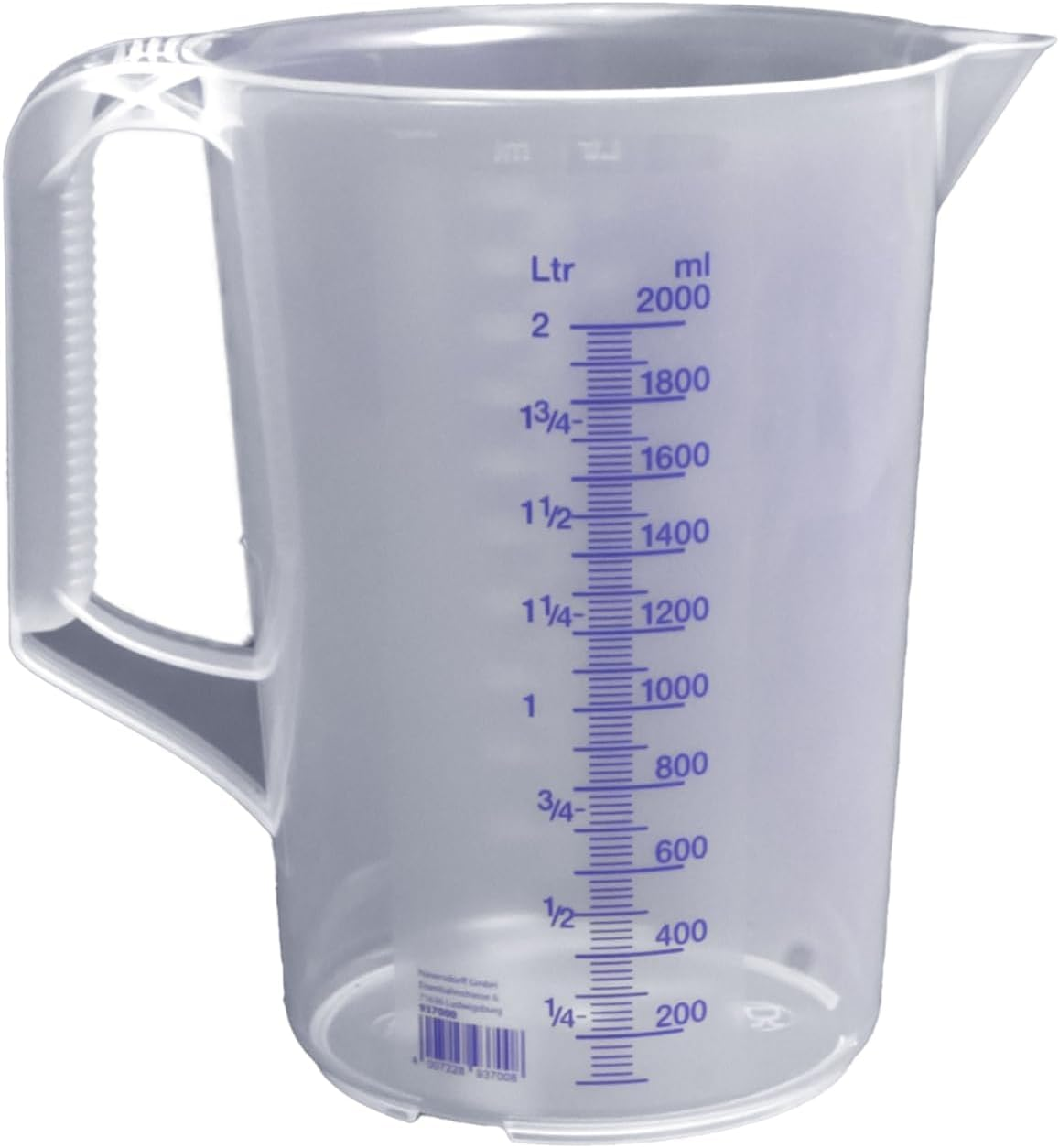 Hunersdorff 937000 Graduated Can with Closed Handle, White/Blue, 2000 Ml image number 3