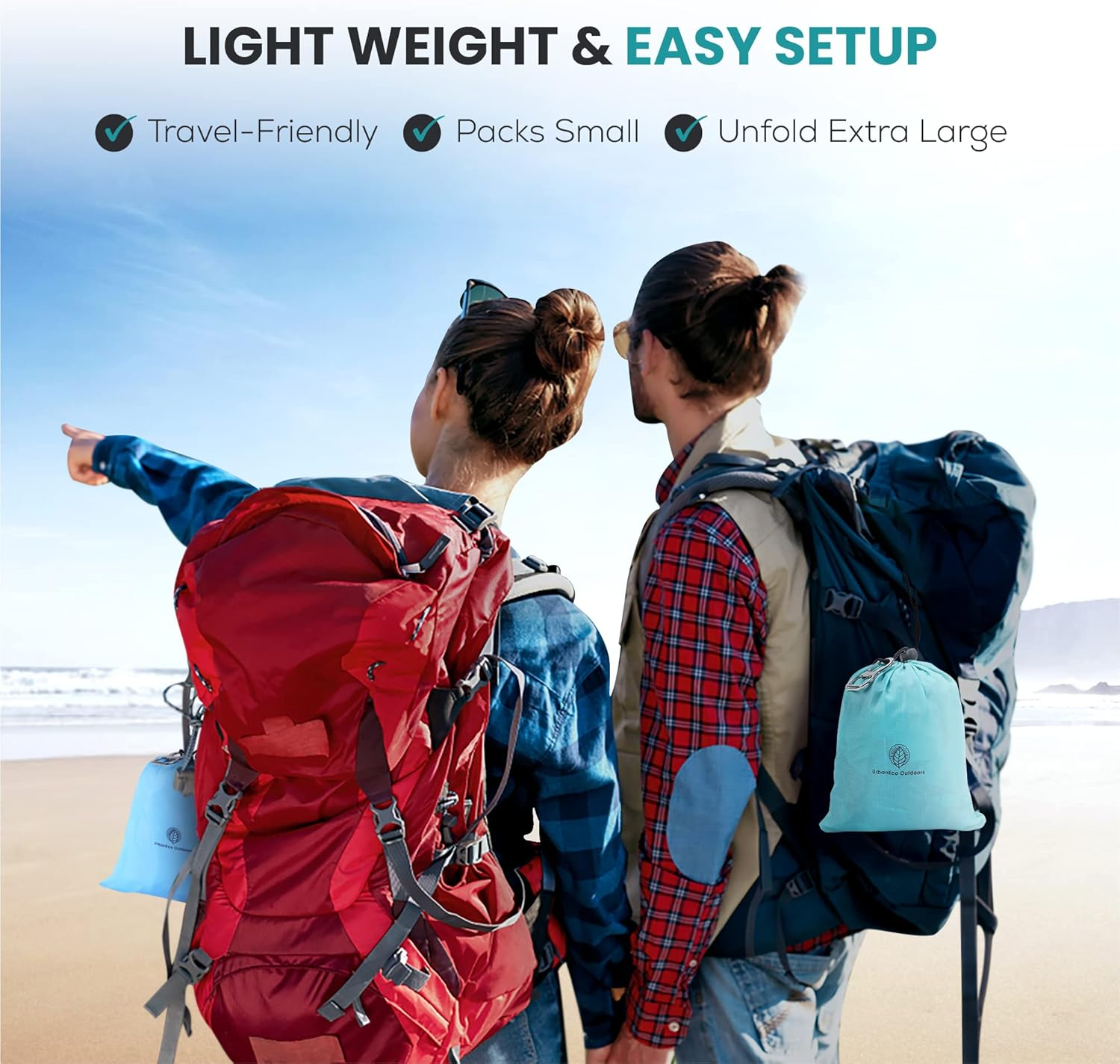 Beach Blanket Waterproof Sandproof - 80&rdquo;X74&rdquo; Beach Mat Sand Free Waterproof - Outdoor Picnic Blankets Beach Accessories Essentials with Durable Bottle Opener Compact Bag, Stake & Pouch (Green Gray) image number 1