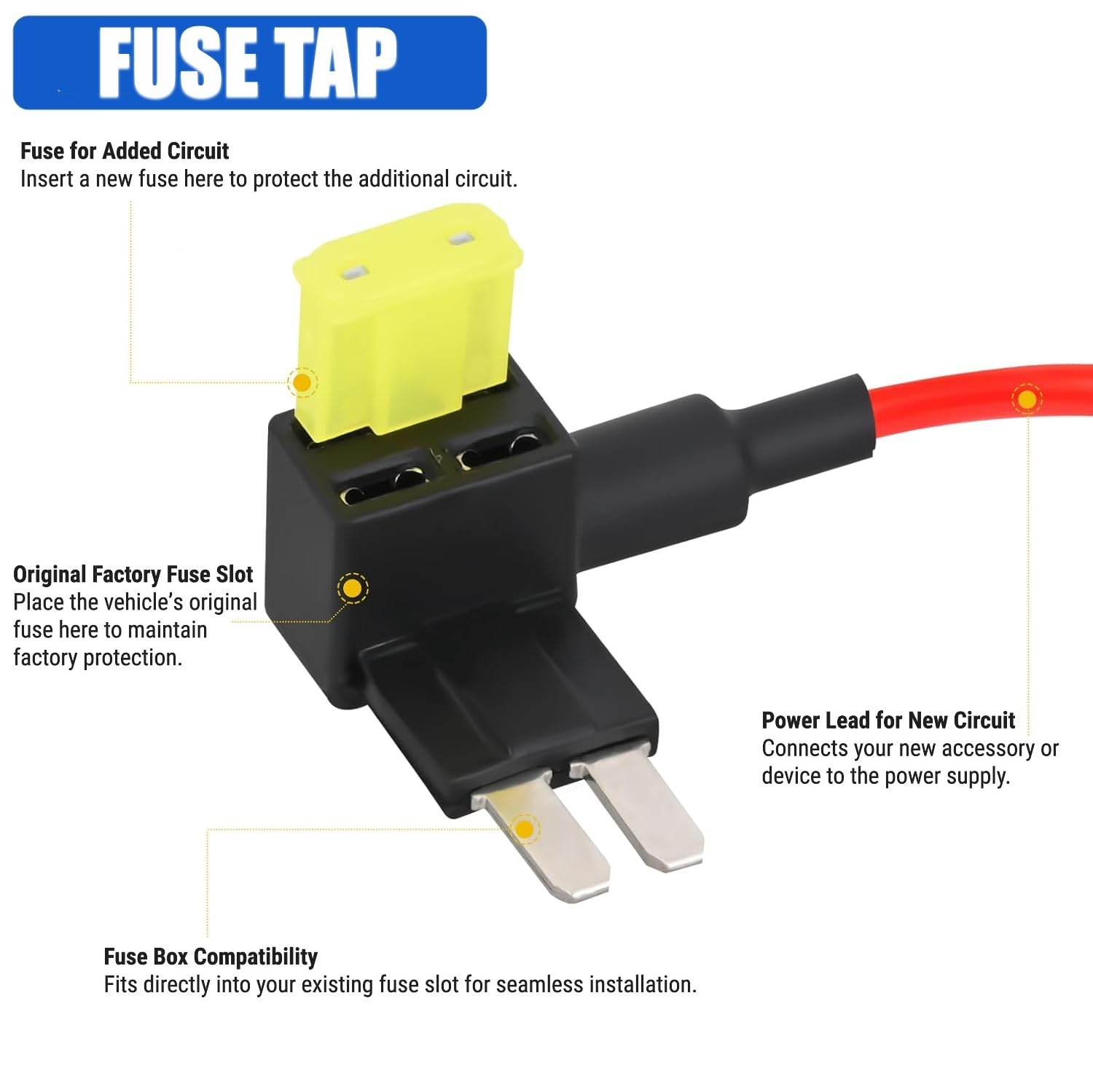 Ozchillon 5 Pack Micro2 Fuse Tap Kit 16AWG Wire &ndash; Micro 2 Fuse Adapter with Blue Terminals &ndash; Micro Blade Add-A-Circuit Piggyback Holders for Car, Ute, SUV, 4WD (5, 5AMP) image number 1