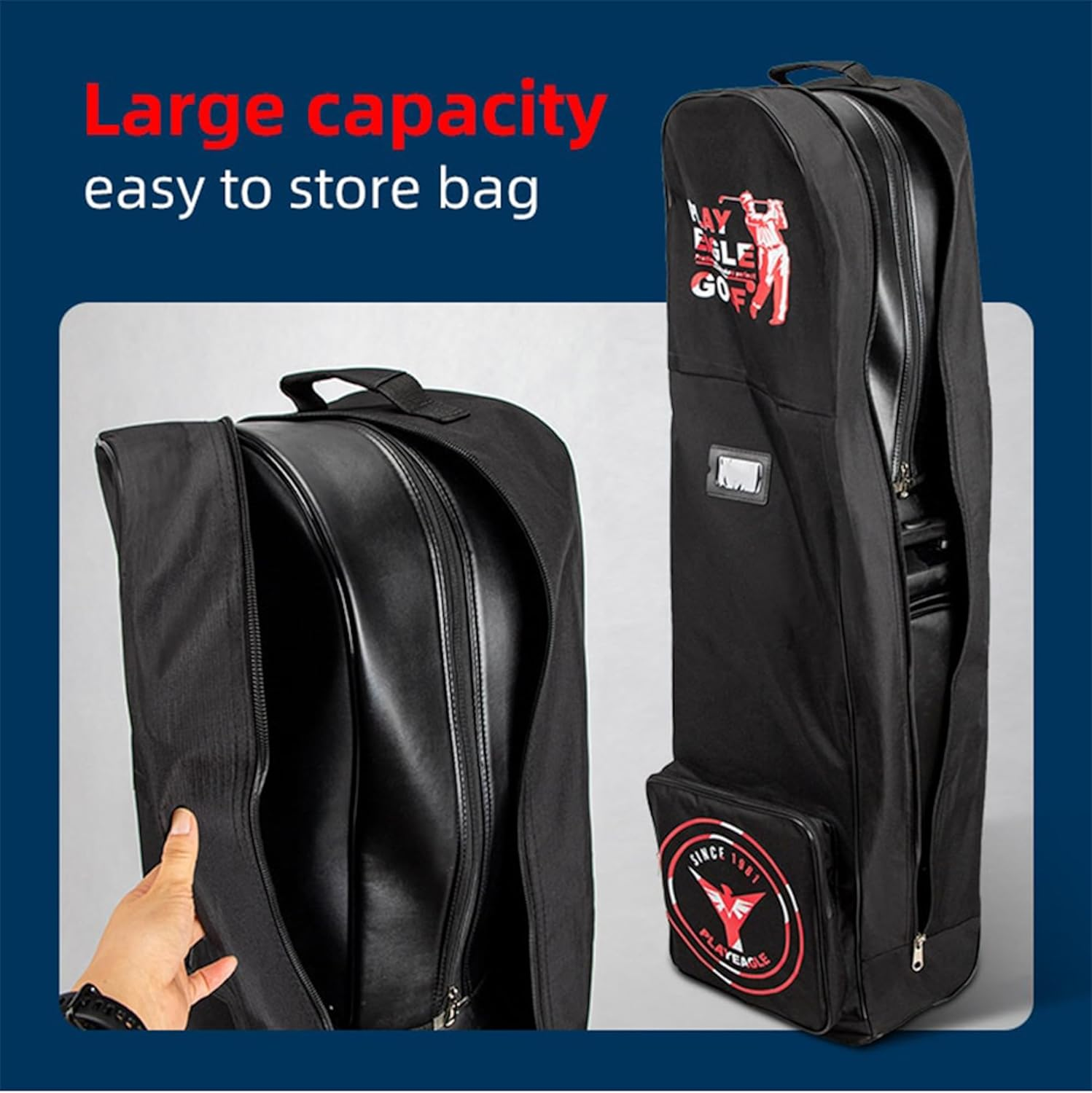 Folding Golf Aviation Bag with Wheels Lightweight Golf Club Bag Golf Travel Bag - Red image number 4
